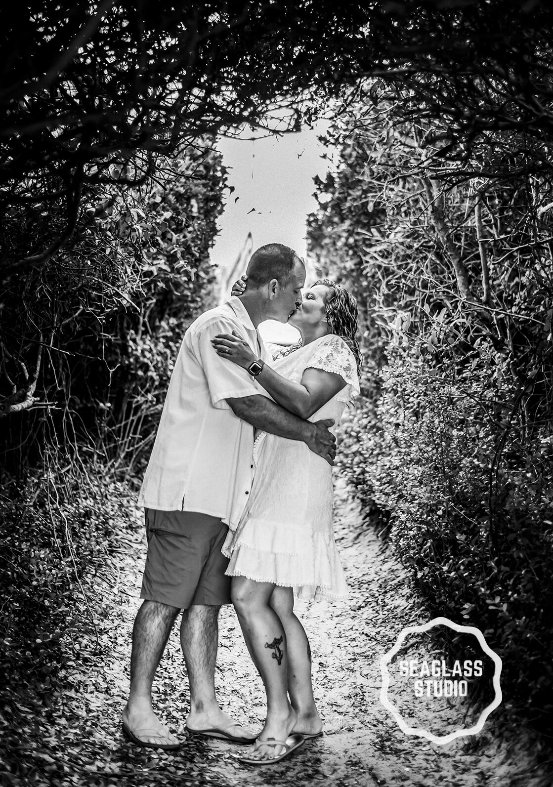 Surf City Engagement Photos Maritime Forest Tree Canopy Raleigh Ave Beach Access WM WEB.jpg
