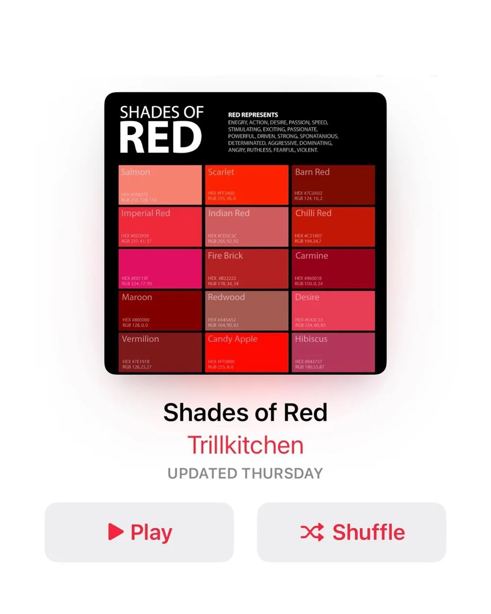 Shades of Red. Playlist Out Now. Only on @applemusic