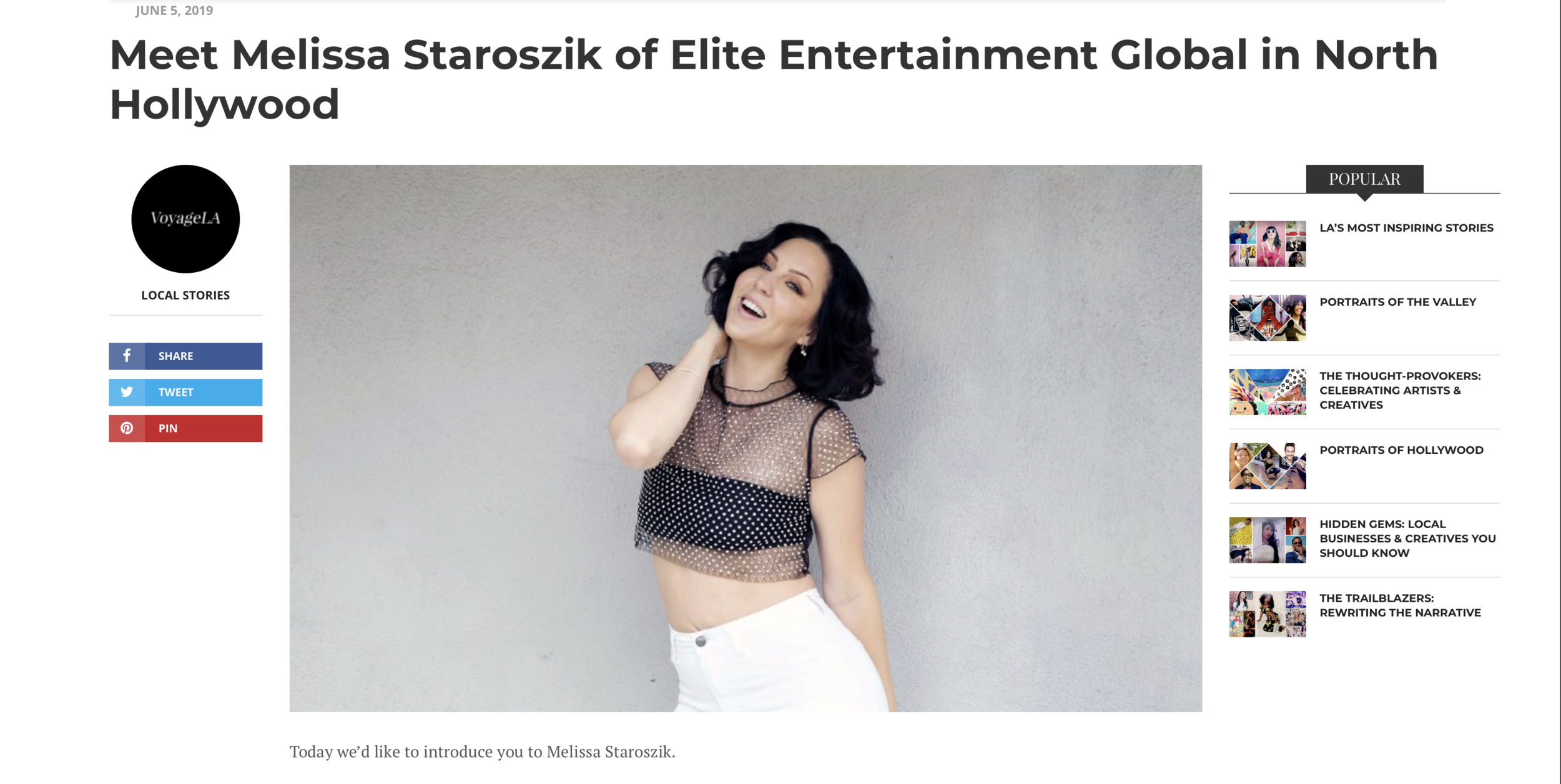 Meet Melisa Staroszik of Elite Entertainment Global in North Hollywood