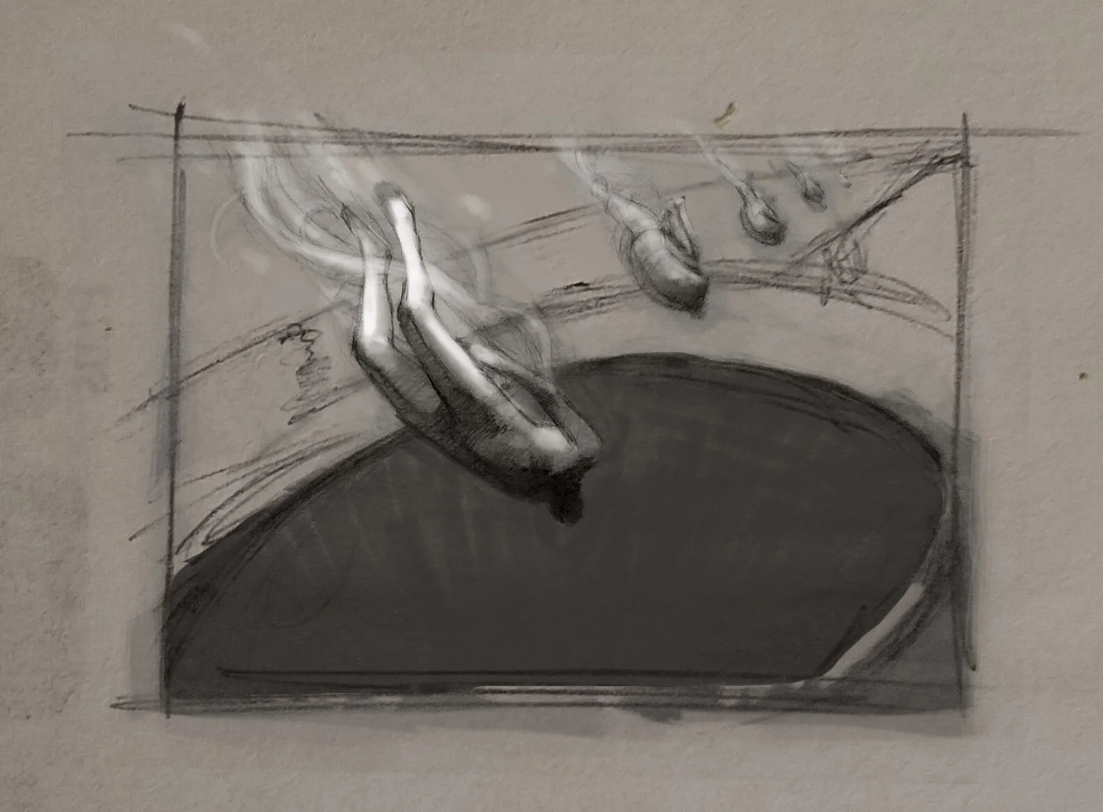 Falling Figures Idea In a sense, the figures evolved their way out of Basin. Viewed in another way, the basin swallowed the figures into the composition such that only the landscape remained. In this iteration, I imagined figures falling from the sk…