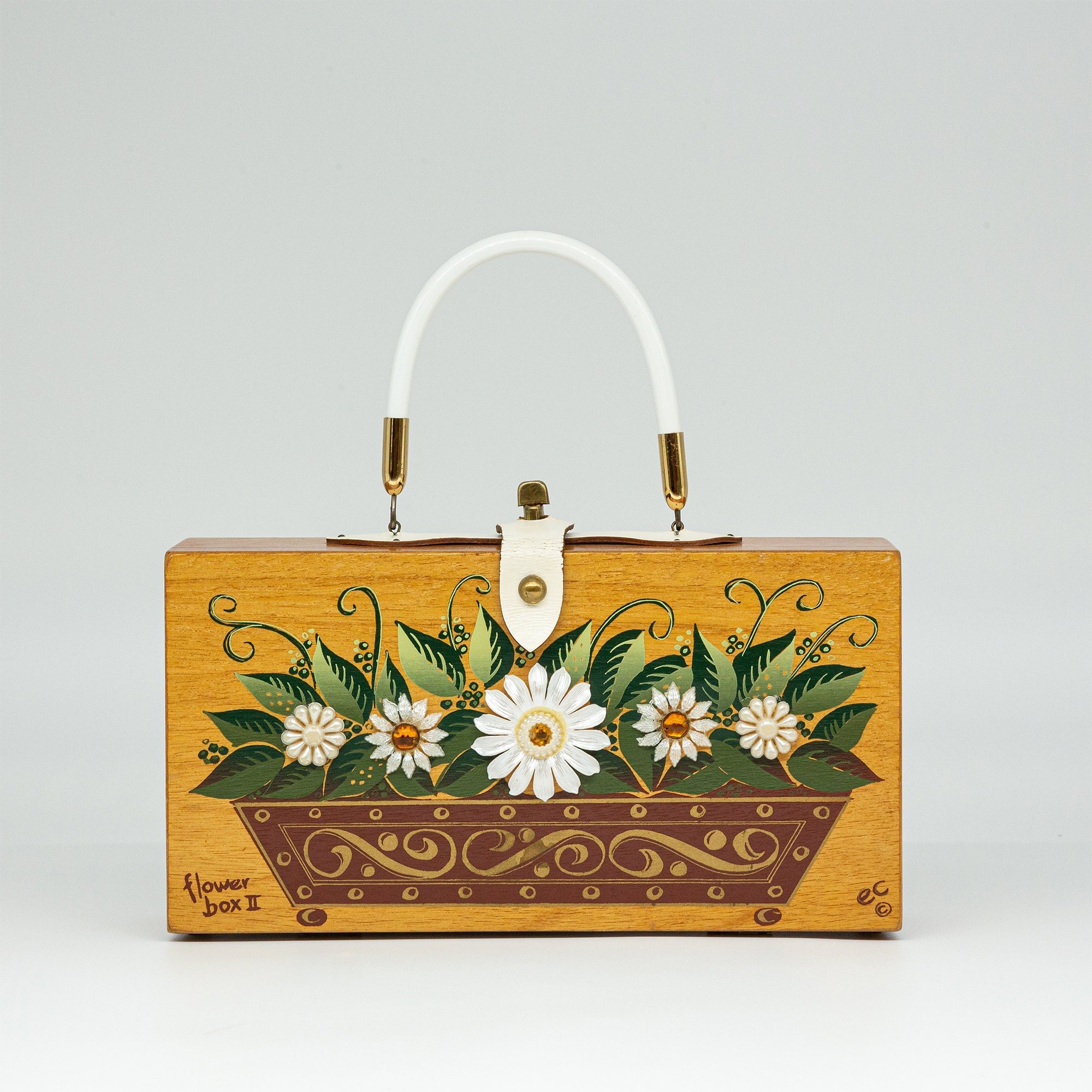 Stunning Vintage Enid Collins of Texas Box Bag Wood Purse with Jewelled  Glitterbugs