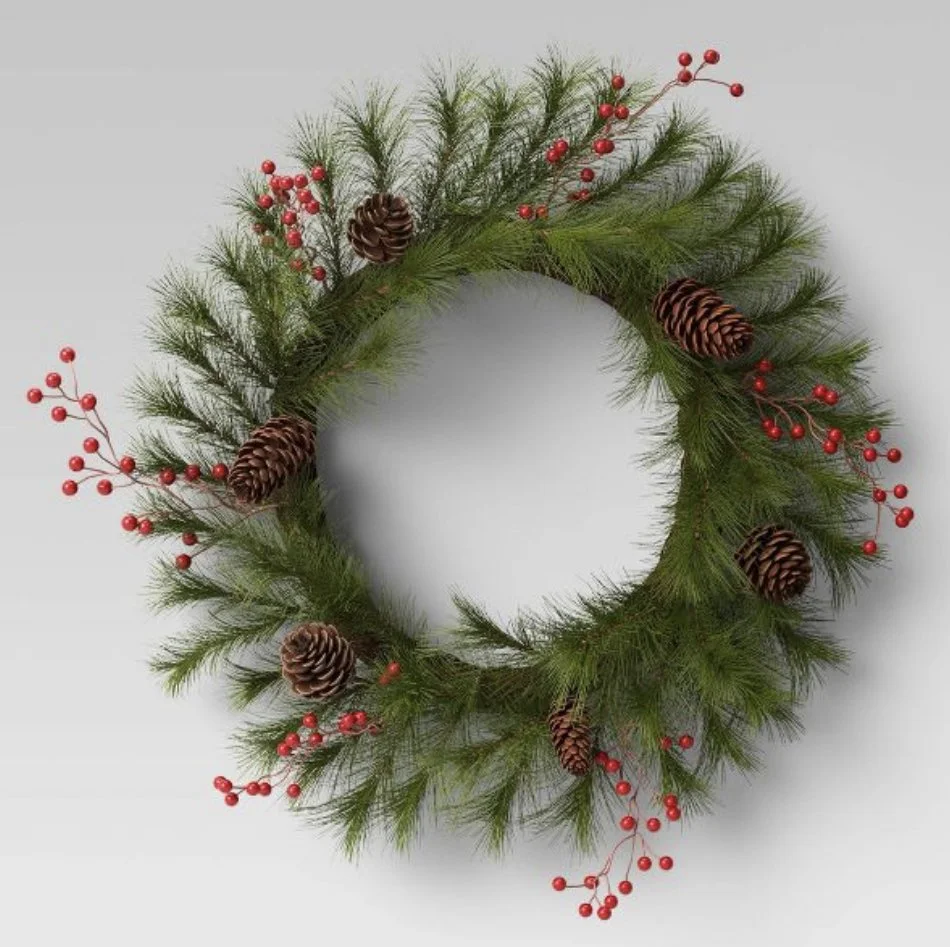 XLong Needle and Berries Wreath