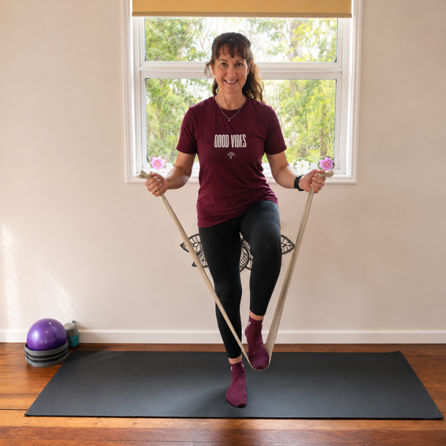 Jodie teaching exercise for arms, core and balance