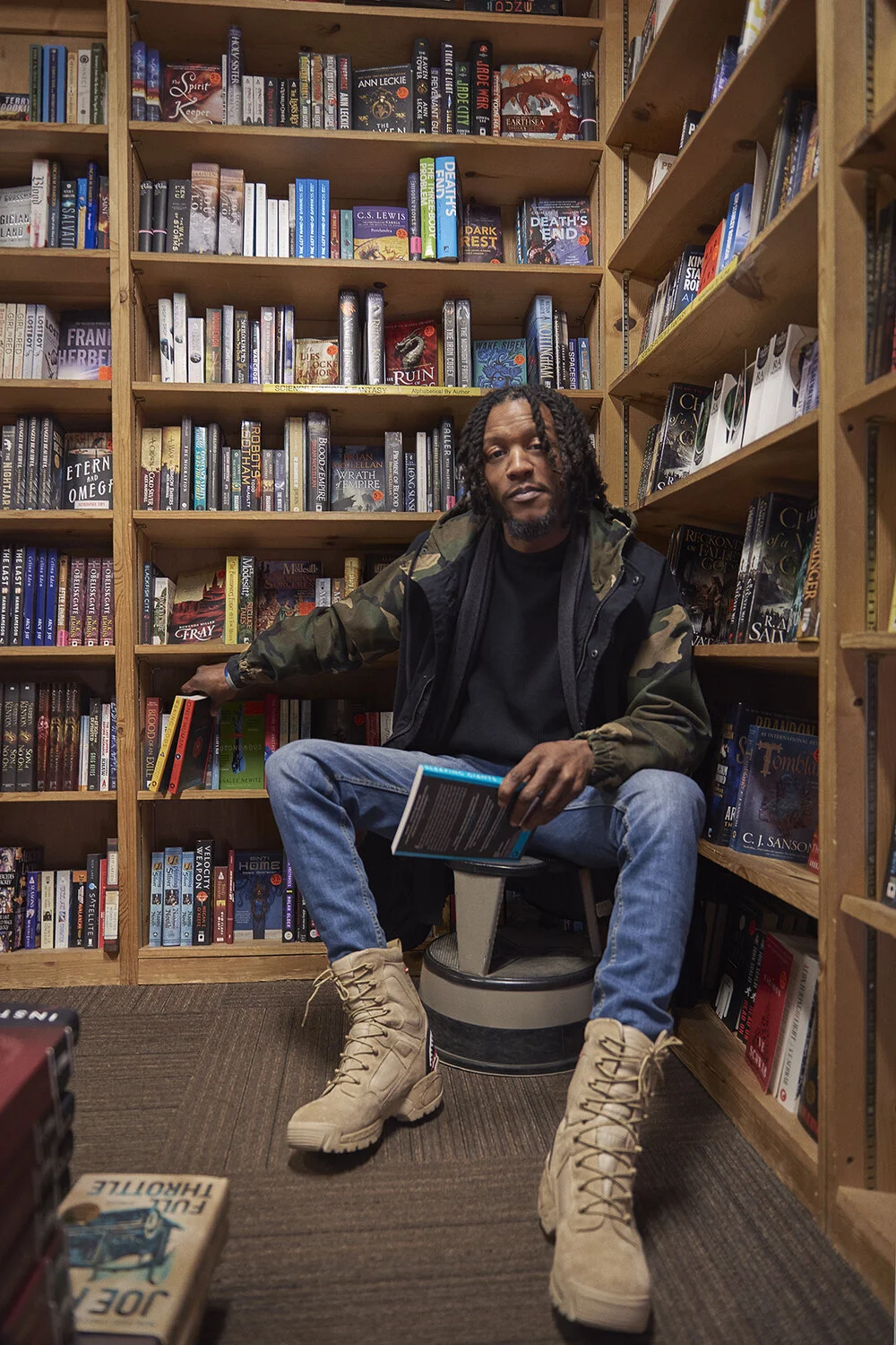 Adam Lawson Black man Bookloft Bookstore Columbus Ohio portrait photography Amy Glass