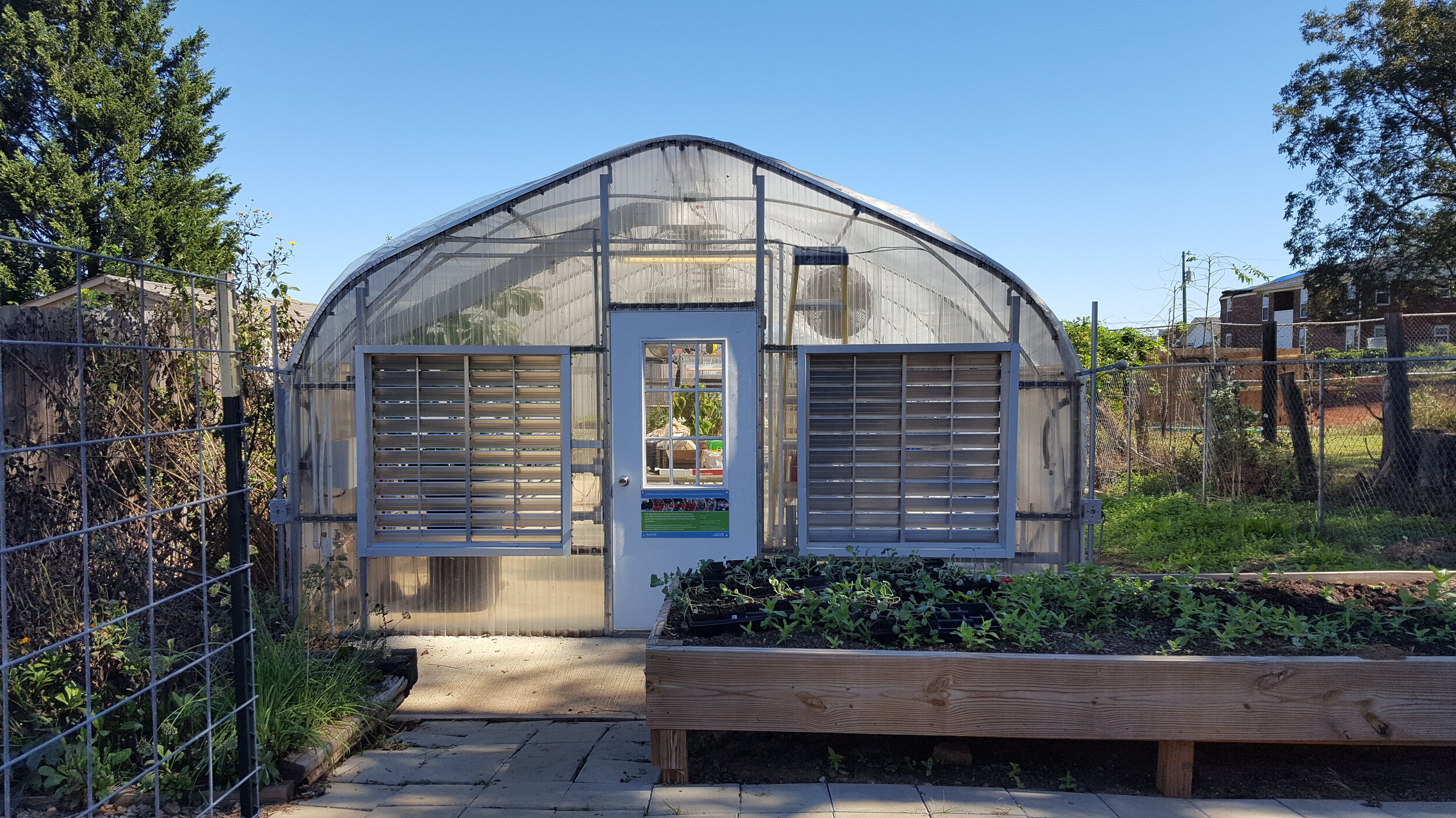  The Gardening for Good greenhouse, made possible by Fluor. 