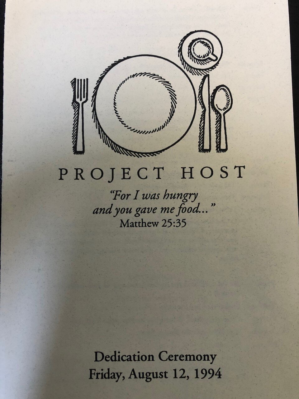  Program from the new Soup Kitchen dedication. 