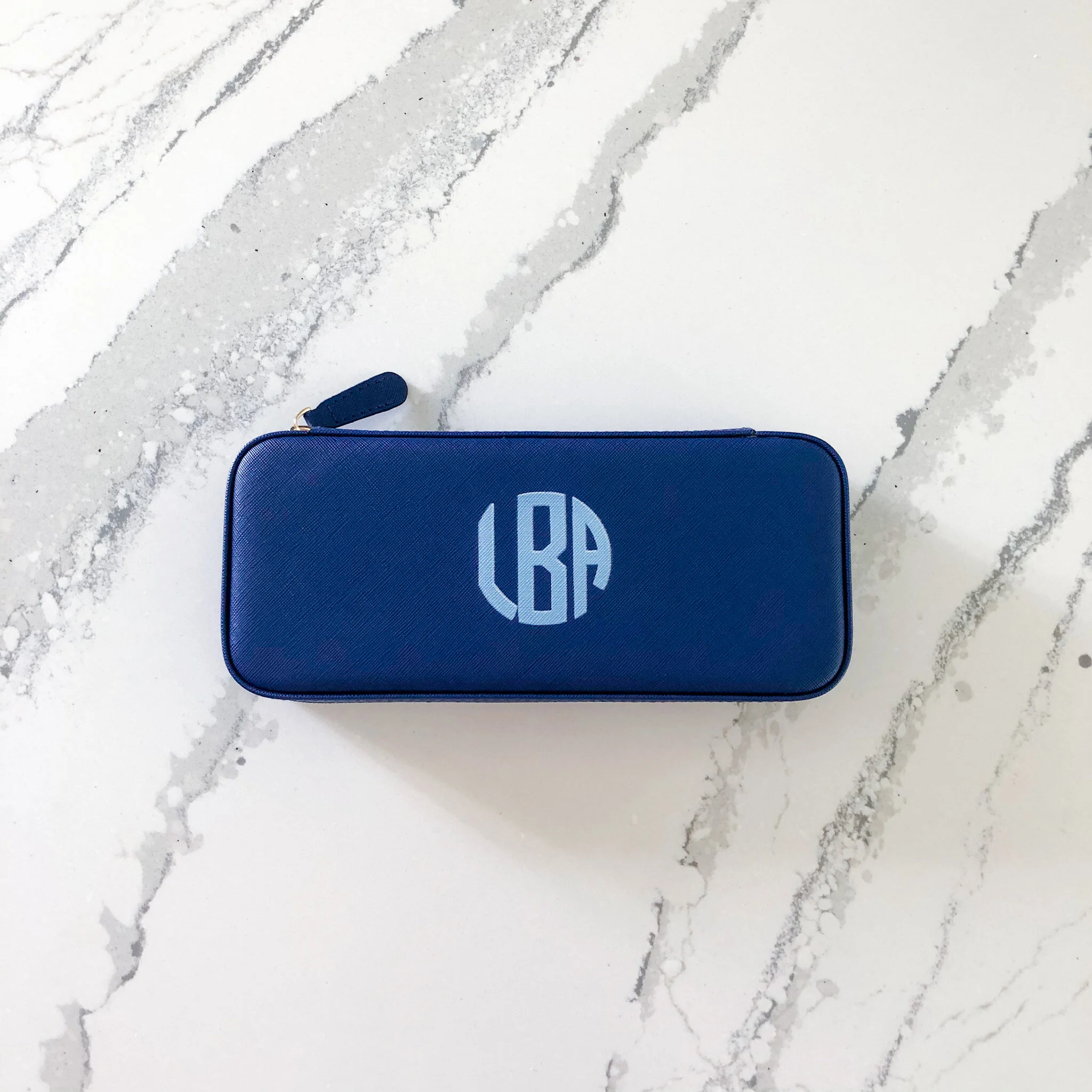 Monogrammed Jetsetter Travel Pill Case in Blue