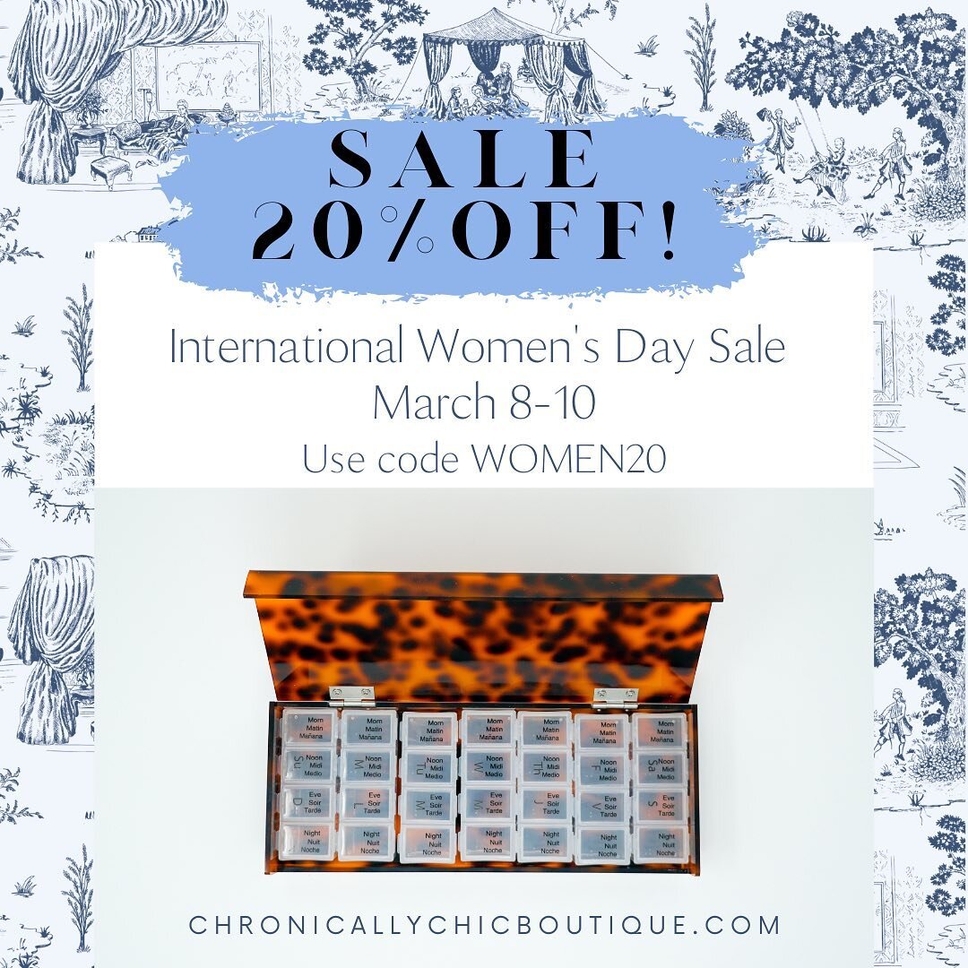 Happy International Women&rsquo;s Day!! I&rsquo;m going to celebrate with my favorite thing in the world, a sale! Get 20% off your order with code WOMEN20. 

#smallbusiness #chronicmigraine #chronicillness #chronicpain #chronicillnesswarrior #chronic