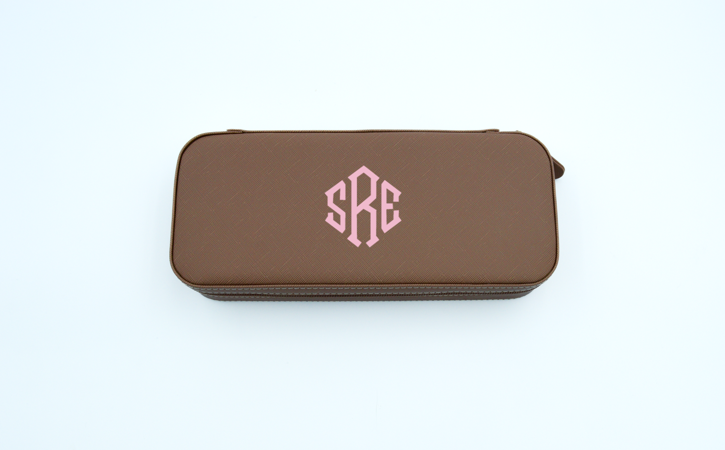 Monogrammed Jetsetter Travel Pill Case in Taupe