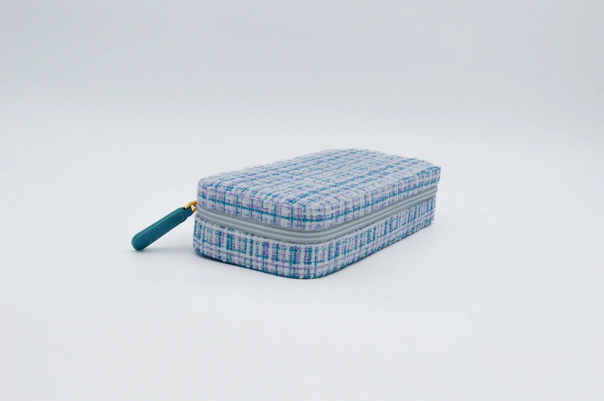 Jetsetter Travel Pill Case in Blue Tweed