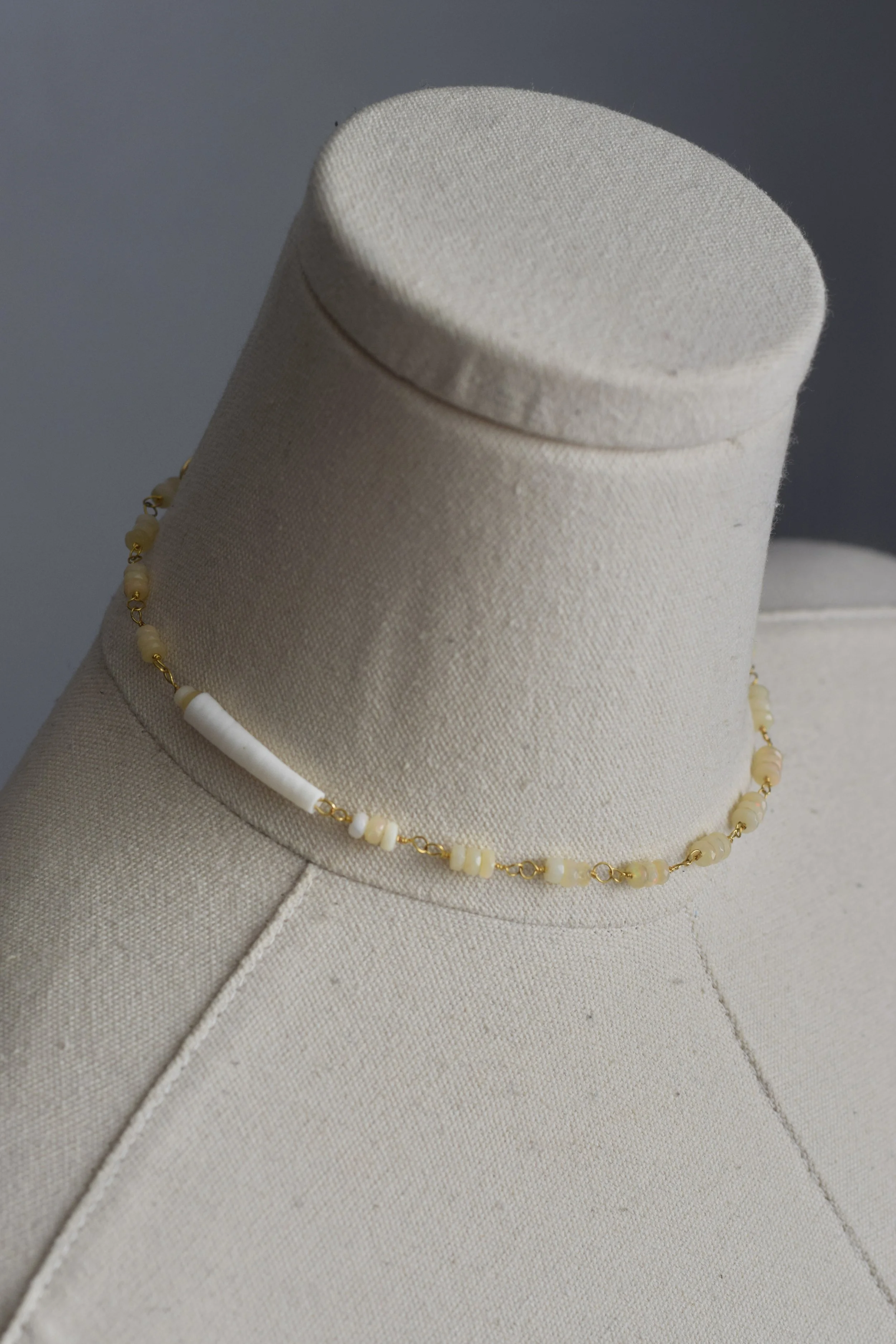 ethiopian opal + dentalium choker
