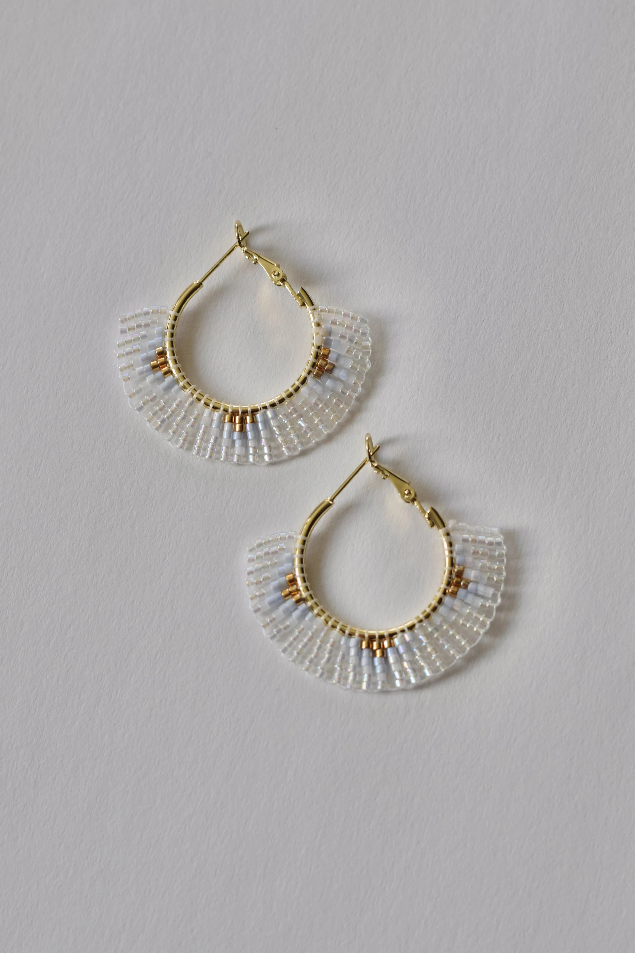iridescent clear + gold basket hoops