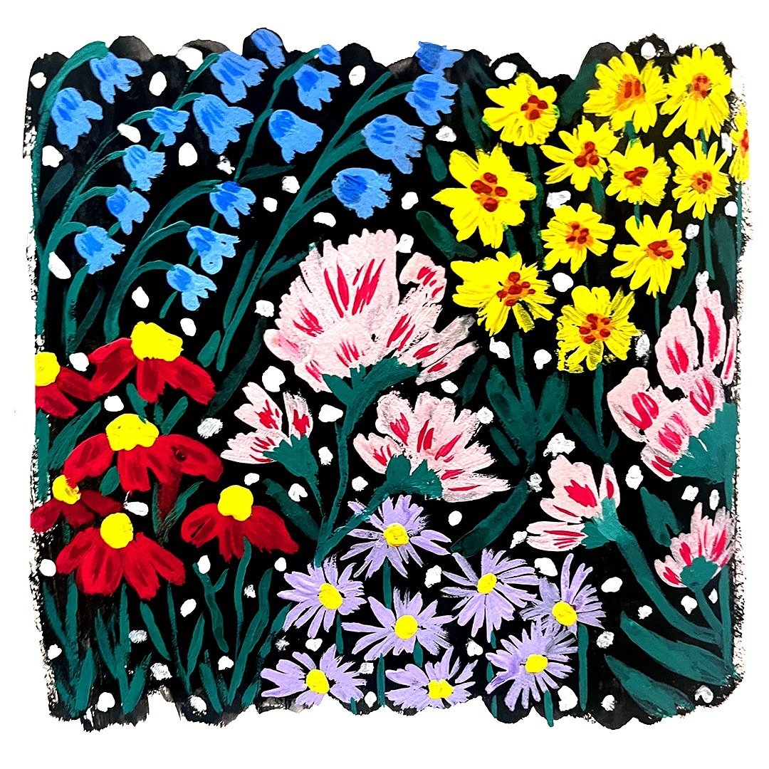 For @jessmillerdraws&rsquo;s spring floral pattern challenge🌸🖤