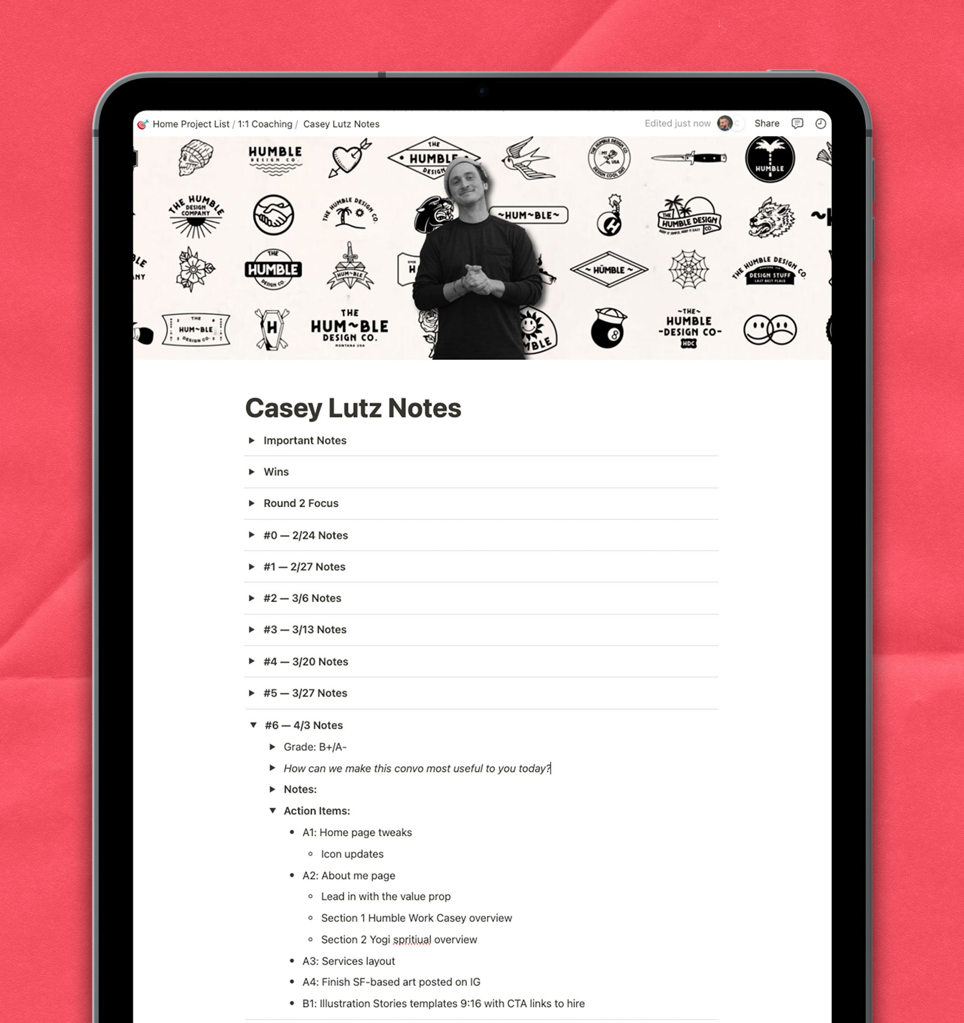 Personalized Shared Student Workspace Notes & Action Items with Coach Scotty Russell