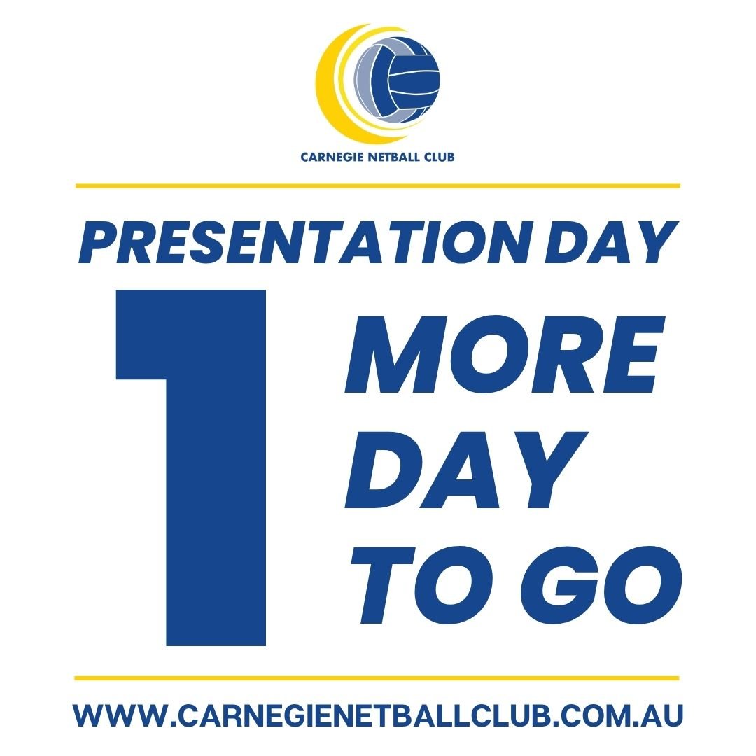 🔵🟡 Carnegie Netball Club 2025 Presentation Day 🔵🟡
Sunday 23rd November
Dales Park, 1A Washington Drive, Oakleigh South (new location!)
Join us as we celebrate another fantastic season! 🏐
Session Times:
🕐 U9 &amp; U11 &mdash; 1:00 pm &ndash; 2:0