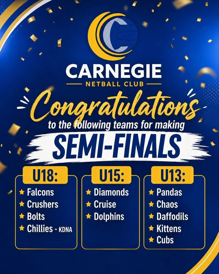 Congratulations to the following Carnegie teams playing in this weekend's Semi-finals!