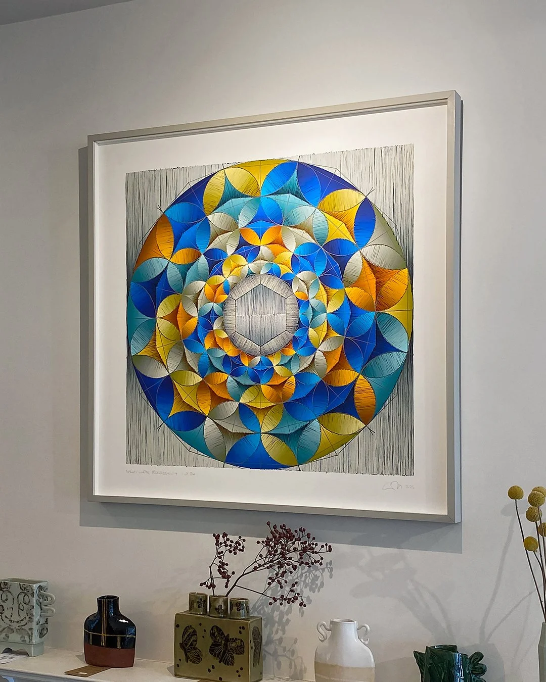 Great to have a few new in situ pics of my recent Art Movement exhibition to share here. This is Balla / linear progression 4, a recent study in pencil and pigment inks on Hahnem&uuml;hle. All digitally remixed of course&hellip;
.
.
.
@artmovementlon