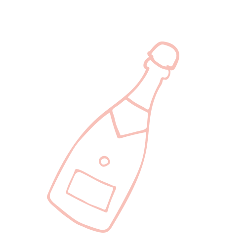 Animated line drawing of a champagne bottle with a cap popping off.