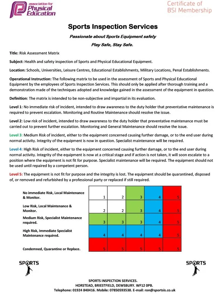 Sports Injury Risk Assessment Sports Health & Safety Inspections — Sports Inspection Services