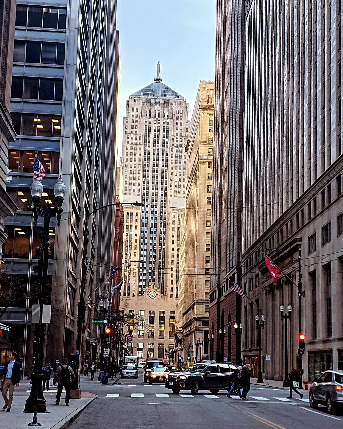 Meetings this morning brought me past the beautiful Chicago Board of Trade Building.

The story ...

Home to the world's oldest futures and options exchange, this is a 44-storey Art Deco skyscraper at the foot of the La Salle Street canyon in Chicago