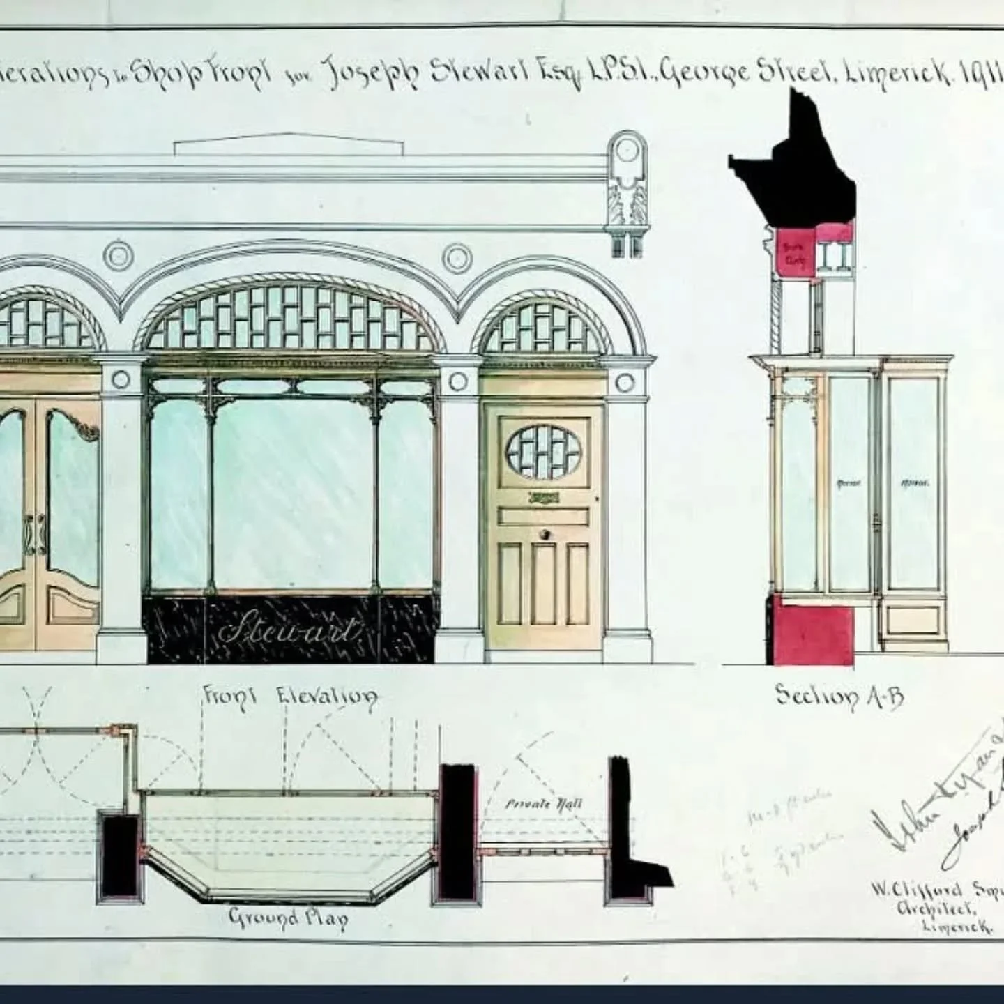T-2 days to @culturenight in #Limerick 🥁

Visit an exhibition which tells the story of architect William Clifford Smith in Number 44 O'Connell Street.

Smith designed the facade of this shop in 1911 so it's only fitting that this is where his story 