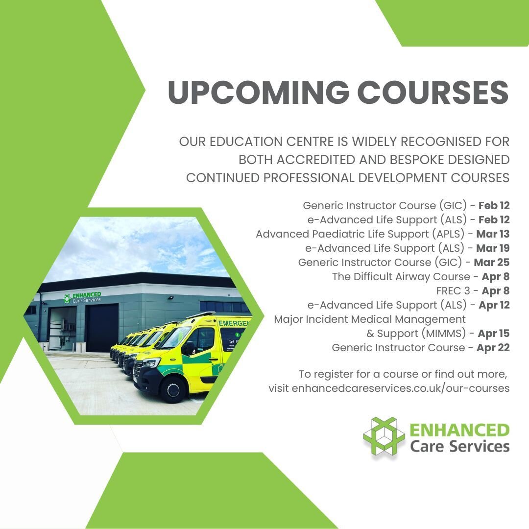 To register for a course or find out more, please visit enhancedcareservices.co.uk/our-courses