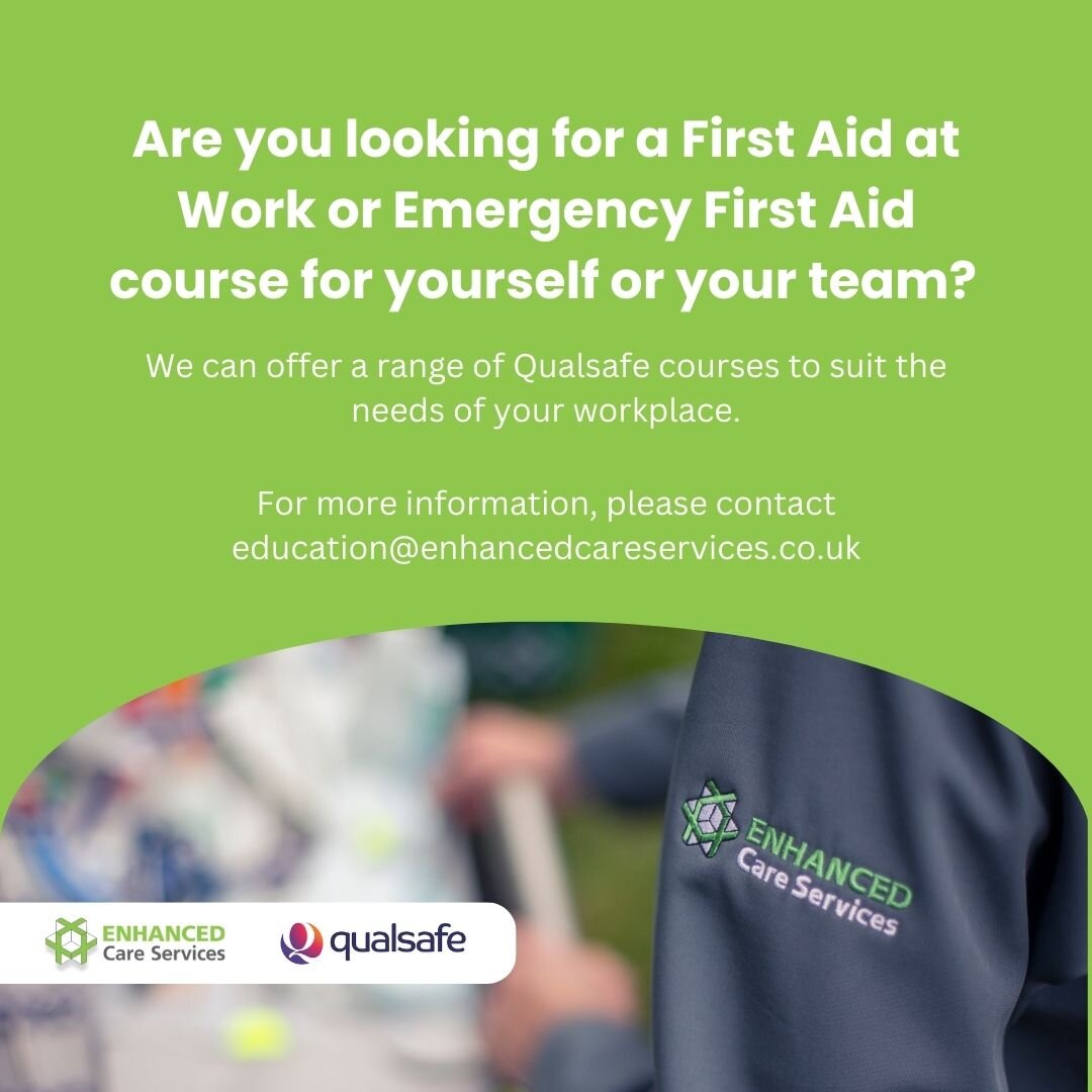 Are your team in need of First Aid at Work training? Contact education@enhancedcareservices.co.uk to find out more!