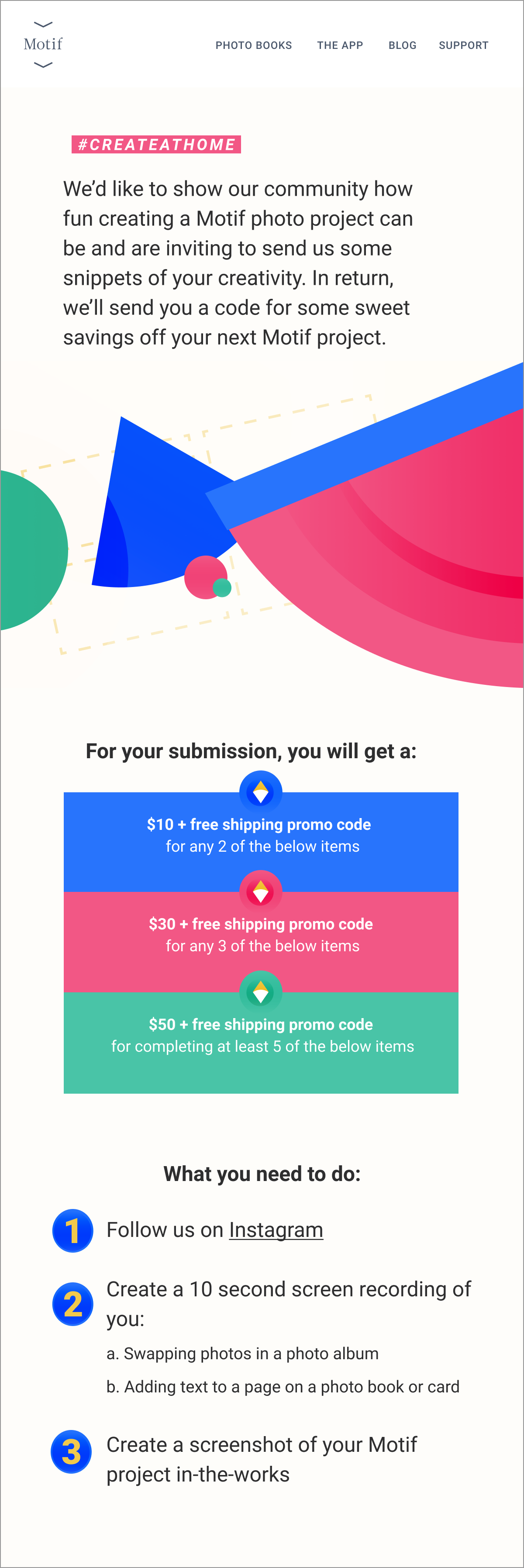 Email asking for user generated content Subject: Creating with Motif really pays. Want $50 off your next project? Design: Steven Chu
