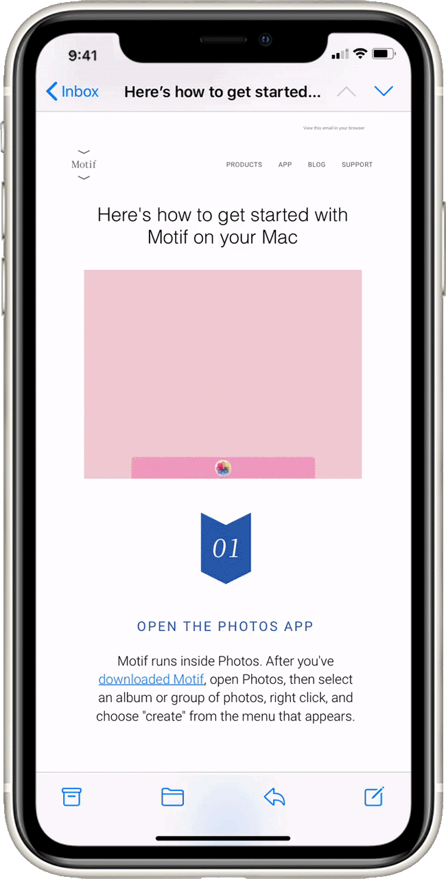 Onboarding email for photo project macOS app
