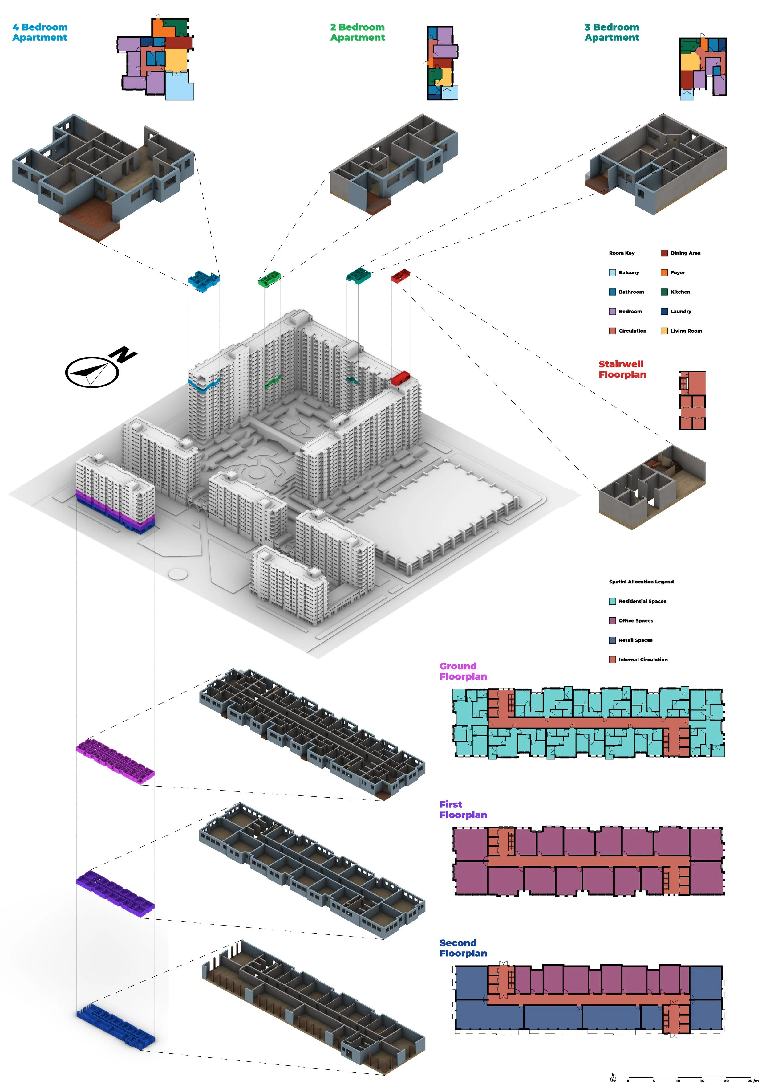 Residential Typologies and Axonometric View