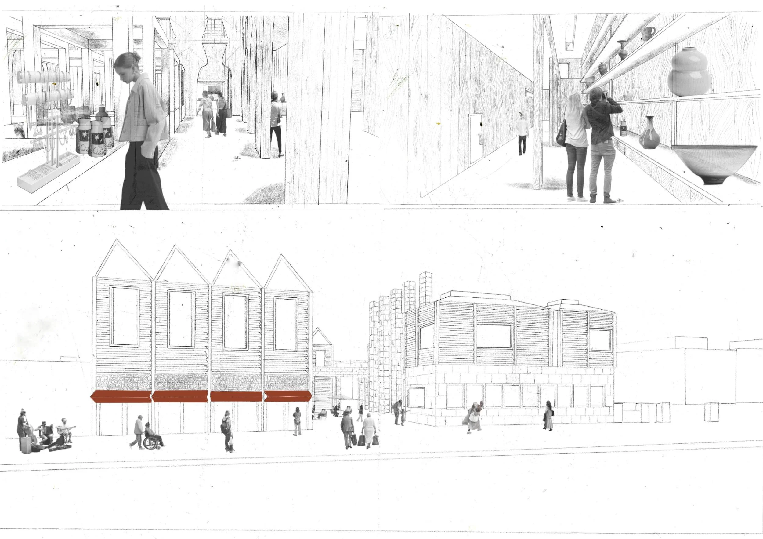 Arts Market Interior and Exterior drawings