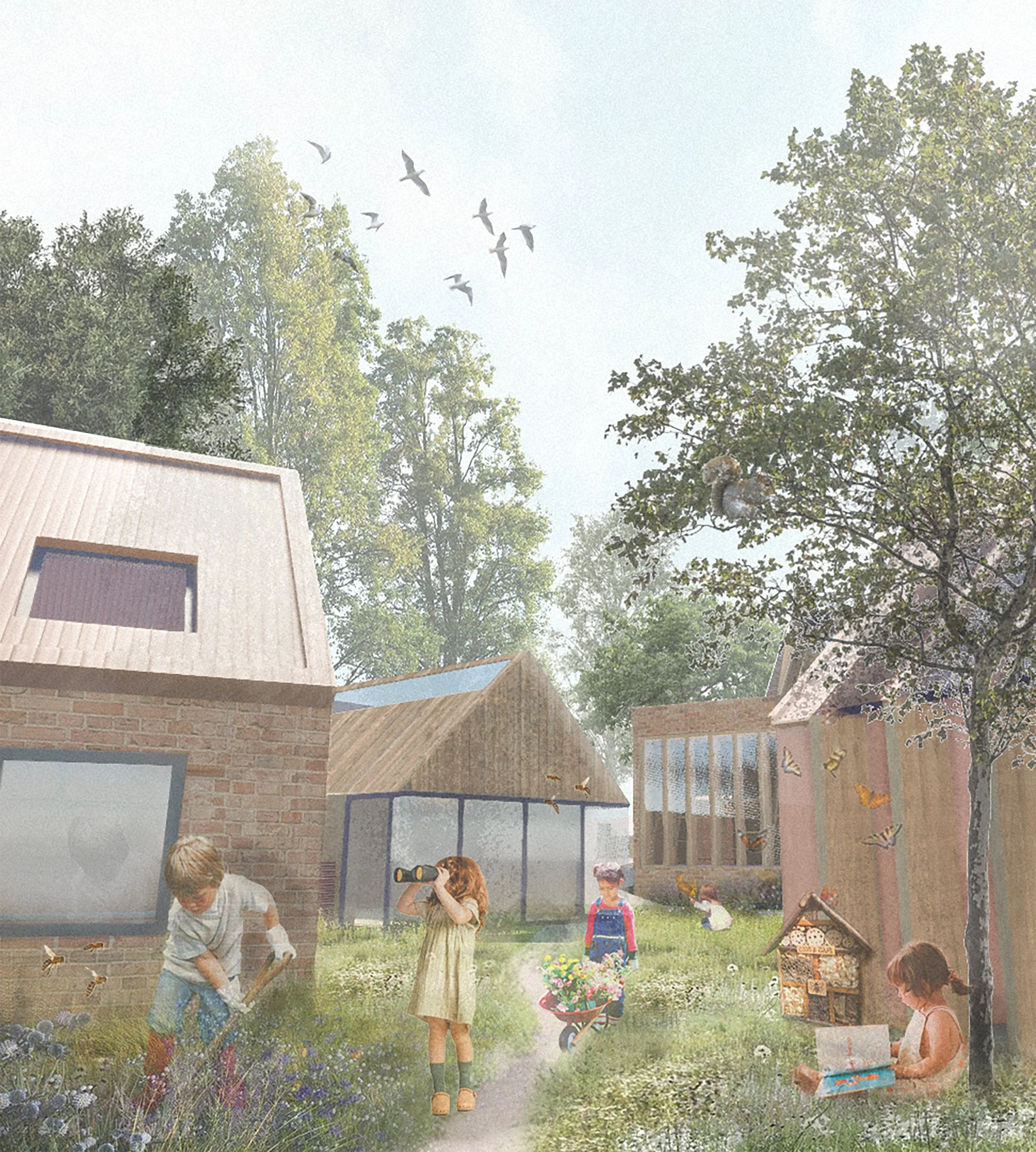 Render of 3 pavilions
