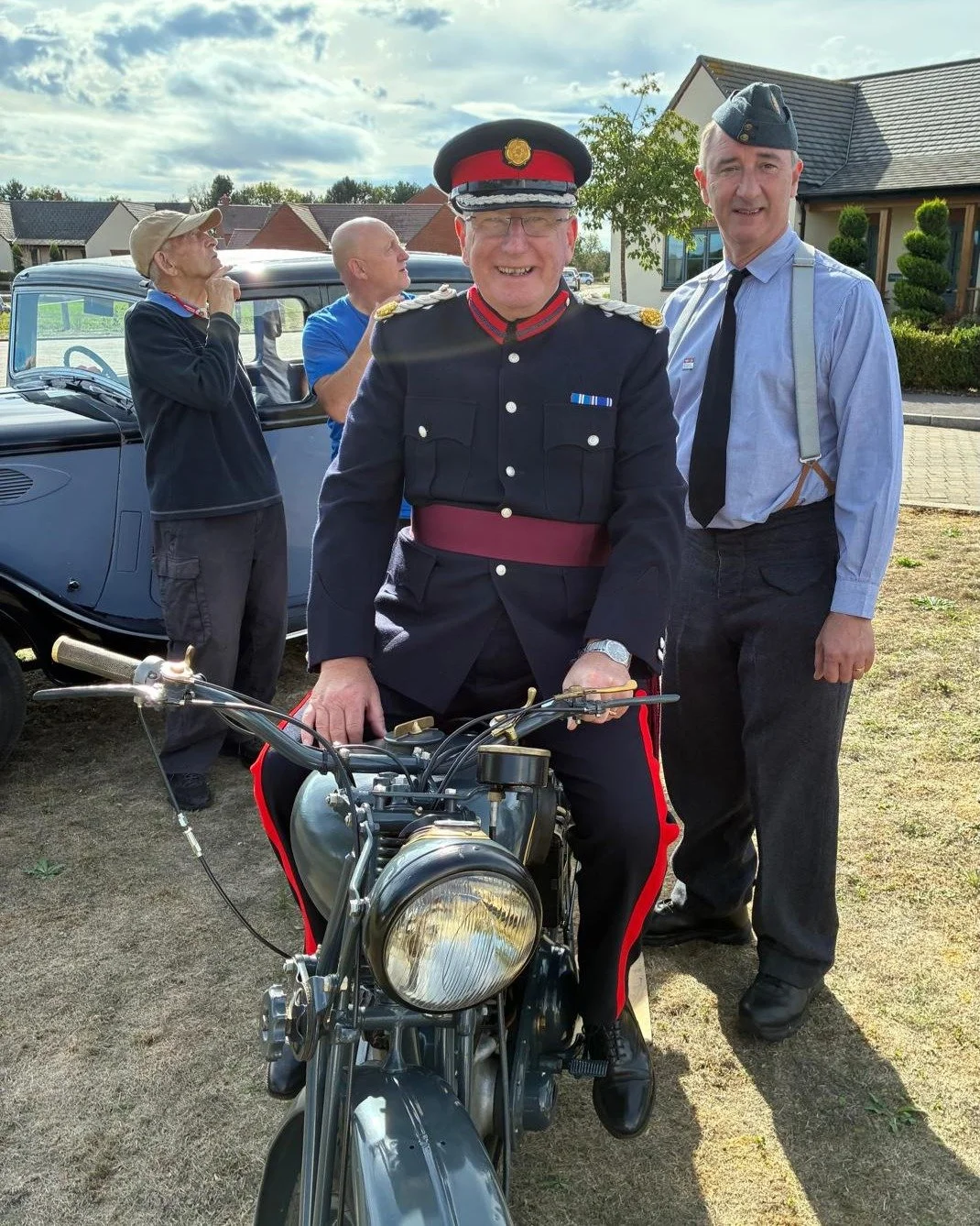 Deputy Lieutenant Ron Spurs (pictured on a 1941 RAF dispatch motorcycle) enjoyed a rewarding afternoon with the Royal British Legion at their Open Day which took place at the former RAF Stanton Harcourt. The event celebrated The Royal British Legion 