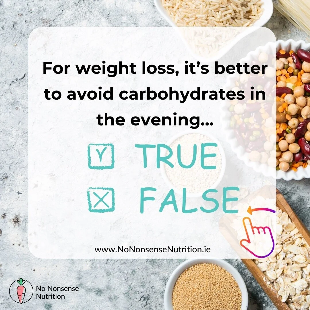 Carbs are not the enemy! 
Want to lose fat? 
Get yourself into a deficit and eat in whatever pattern feels best to you.

Make weight loss easier.

#nononsensenutrition #nutritionist #nutritionistireland #nutritionistdonegal #nutritionistletterkenny #
