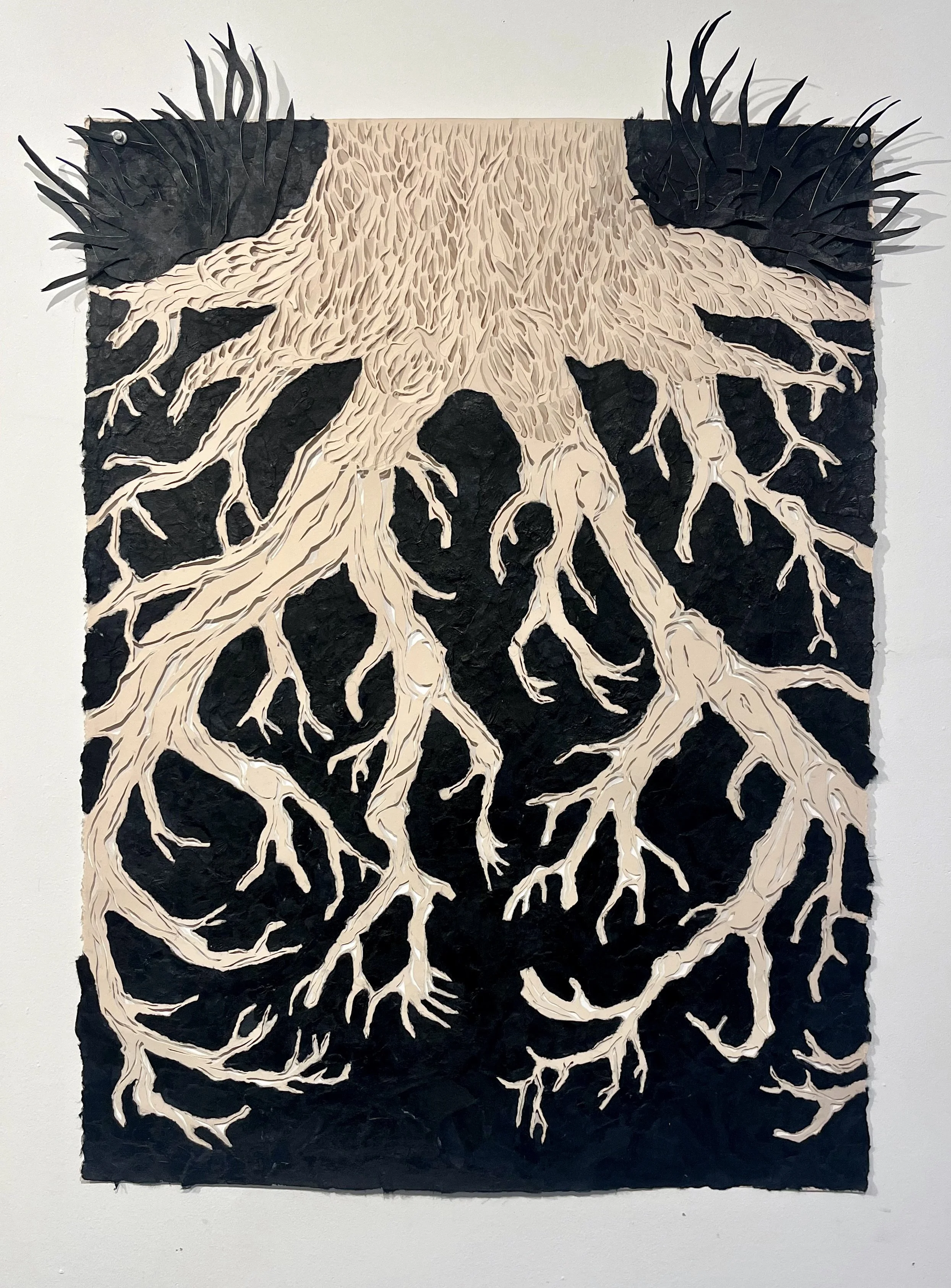 Progress photo of Roots Sprawl at My Feet, 2023.
