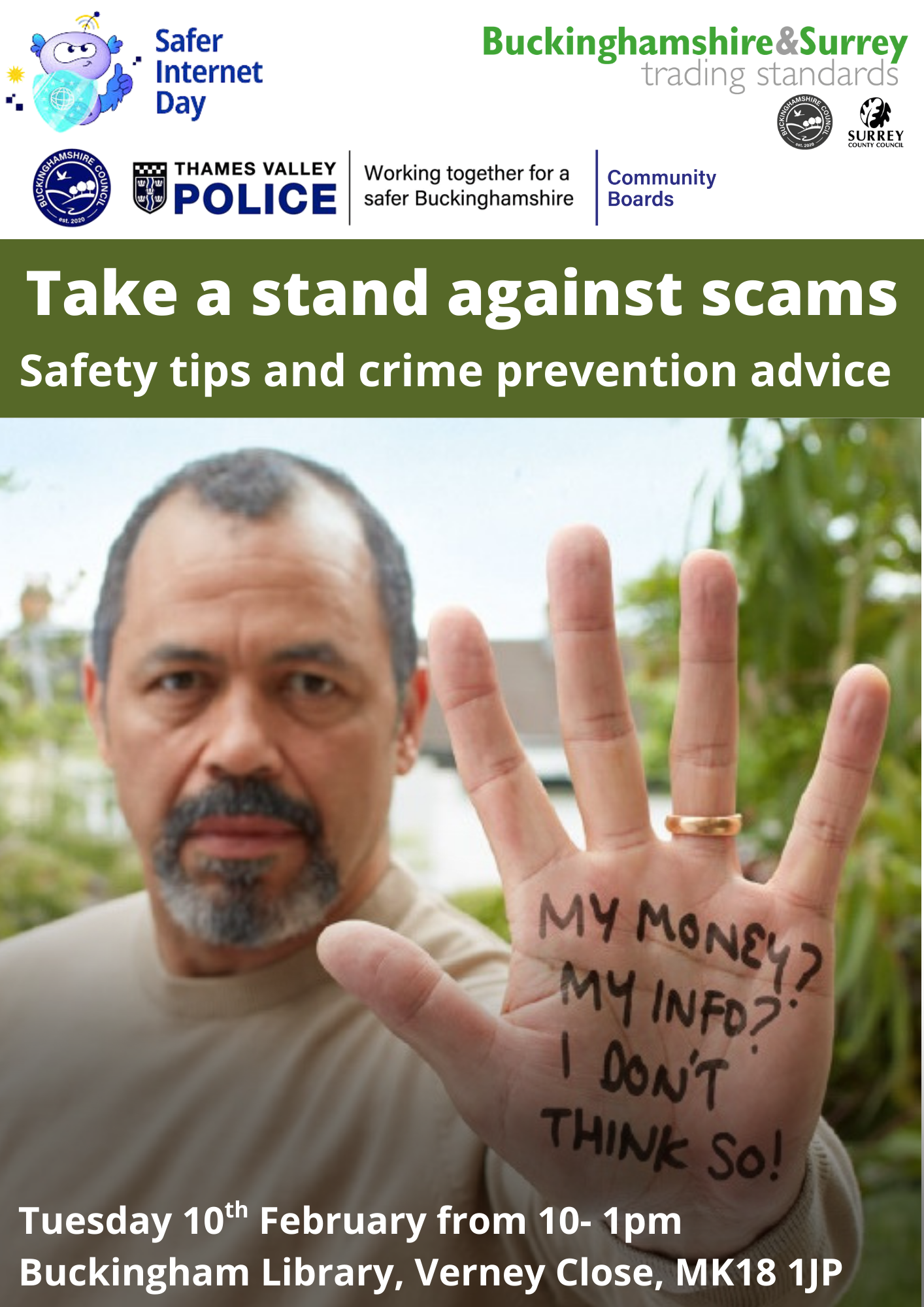 Take a Stand against Scams - At Buckingham Library, Verney Close.