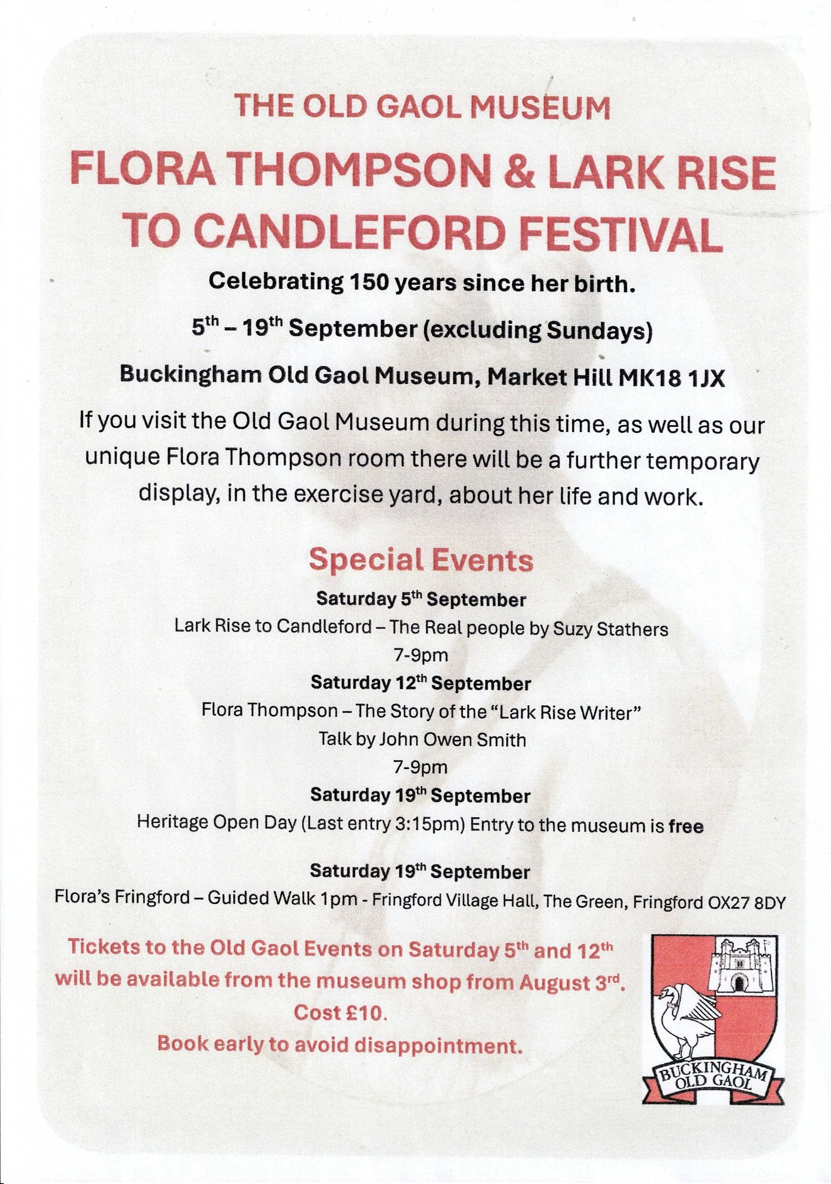 Flora Thompson: The Story of the ‘Lark Rise Writer’ - A talk by John Owen Smith 