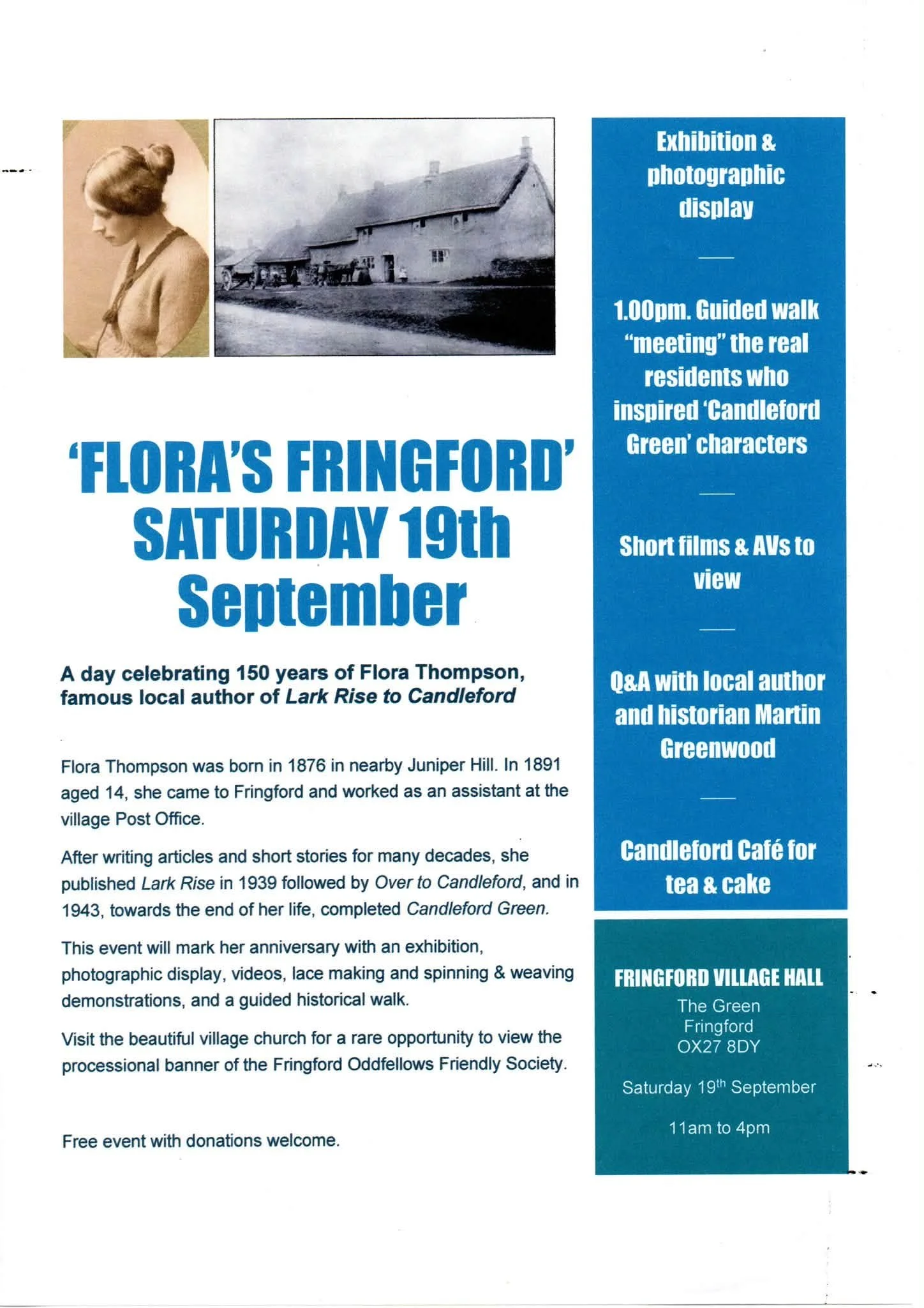 Flora’s Fringford - A day celebrating 150 years of Flora Thompson