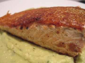 Pan Seared Salmon with Avocado Cream