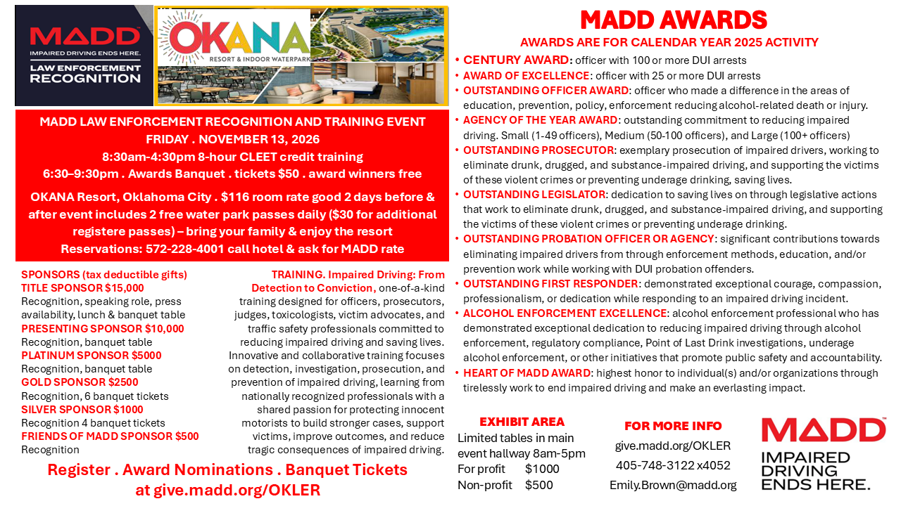 MADD Law Enforcement Recognition and Training