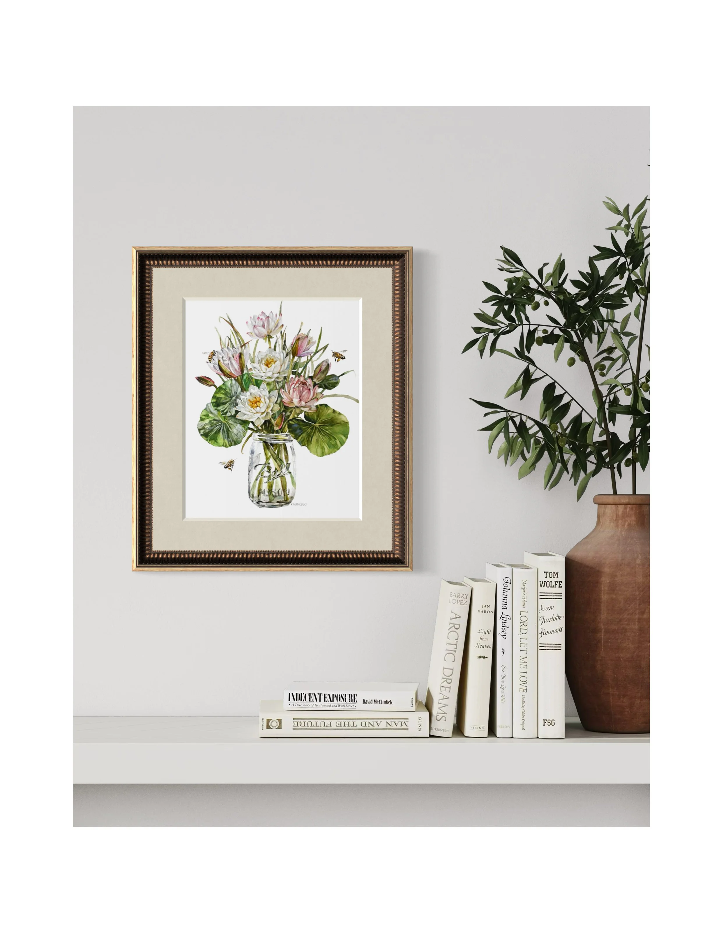 Jar of water lilies framed.jpg