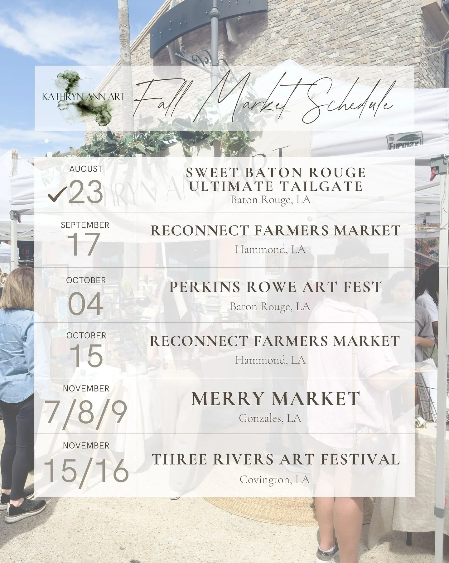 We have now entered the fall market season!📍🍁🍂 

Get all the details on my website under &lsquo;Upcoming Markets&rsquo;. I can&rsquo;t wait to see y&rsquo;all!

#artmarket #fallseason #fallschedule #fallmarkets #shopsmall