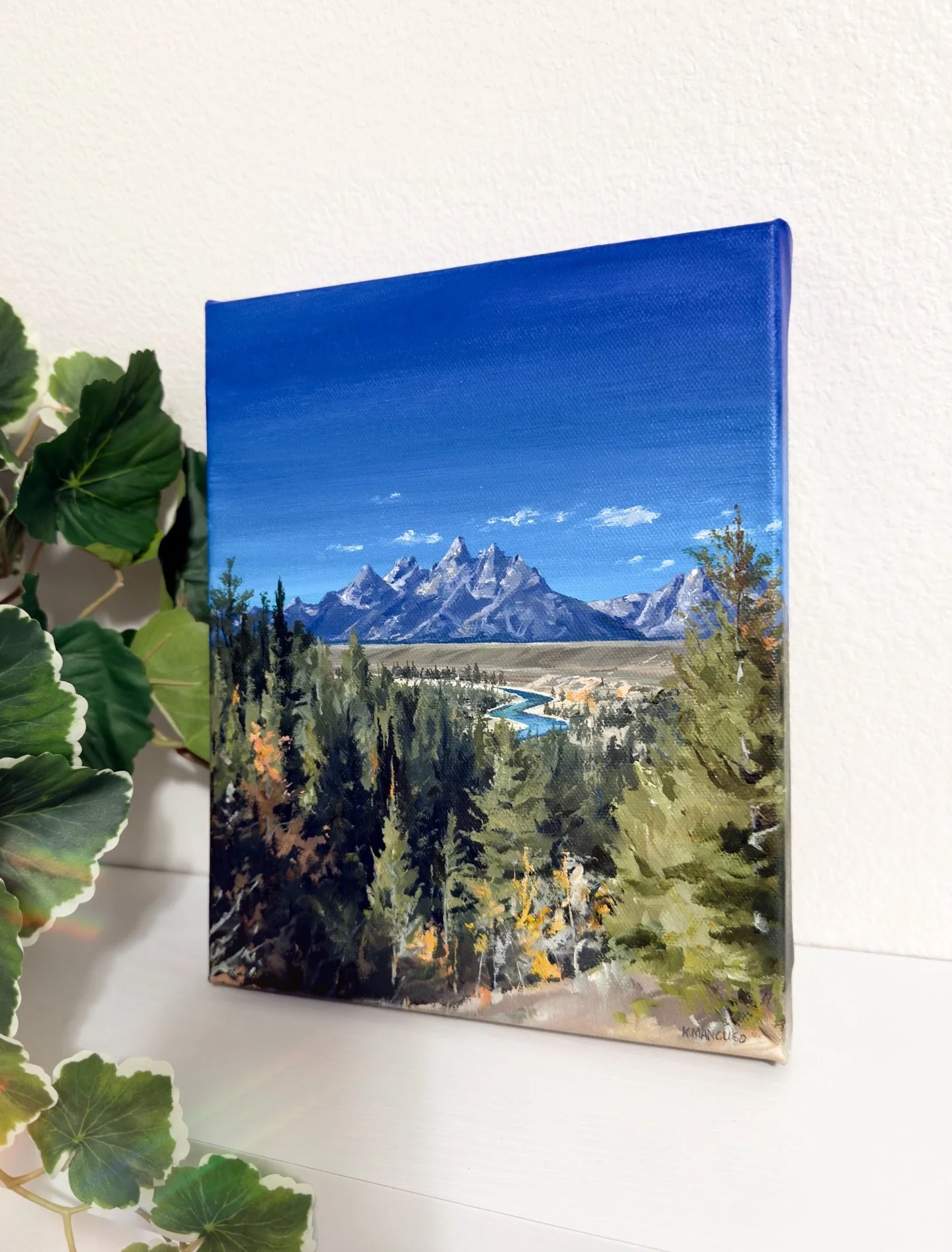 A blue blue blue sky on this sweet commission of the Grand Tetons in Wyoming🏞️

Sending off my finished Christmas commissions has left my studio shelves bare, but my heart is SO full knowing they&rsquo;re heading to their new homes!