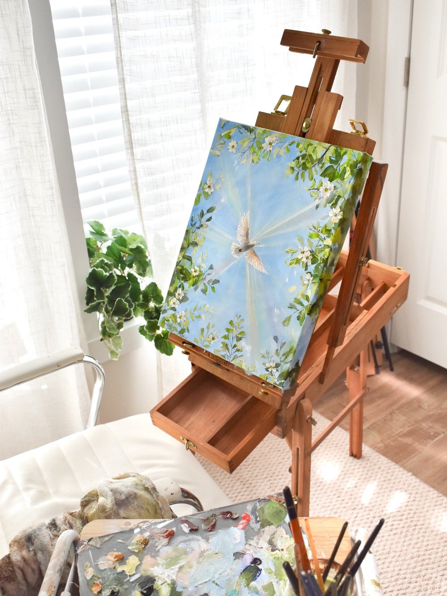 I met such a kind soul at the @sacredartlive event in Houston last weekend and she told me what she felt while looking at this painting&hellip;she told me that this piece encapsulated that feeling of being lost in life, in the thicket of the trees, a