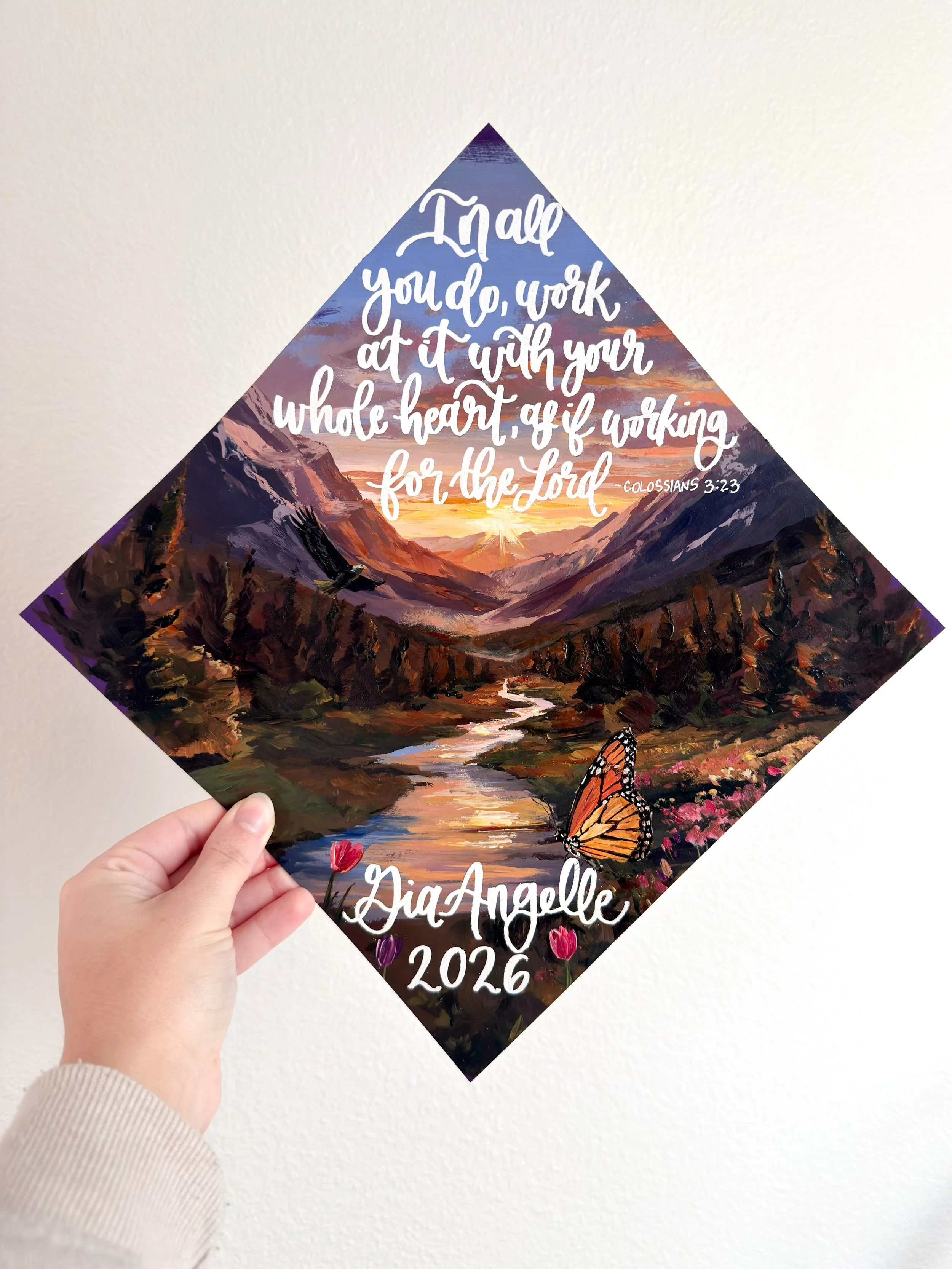 2026👉🏼2018🥹🎓

Let&rsquo;s just say my calligraphy improved for sureee. I can&rsquo;t believe I have been painting graduation cap toppers for so long and that it was never just a phase. These were some of my favs from this spring semester. Y&rsquo