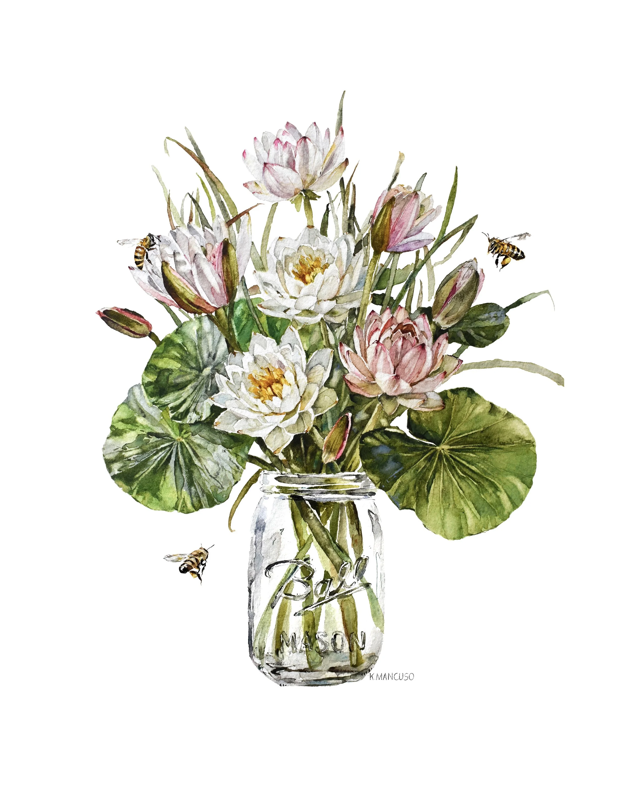 JAR OF WATER LILIES - Print