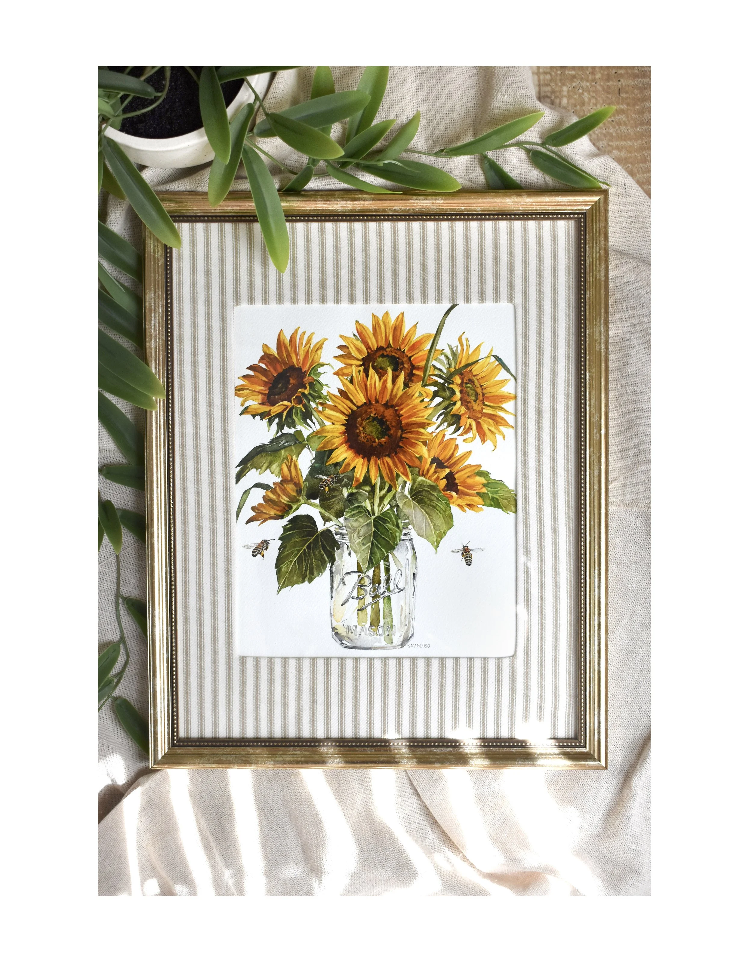 JAR OF SUNFLOWERS - Framed Original