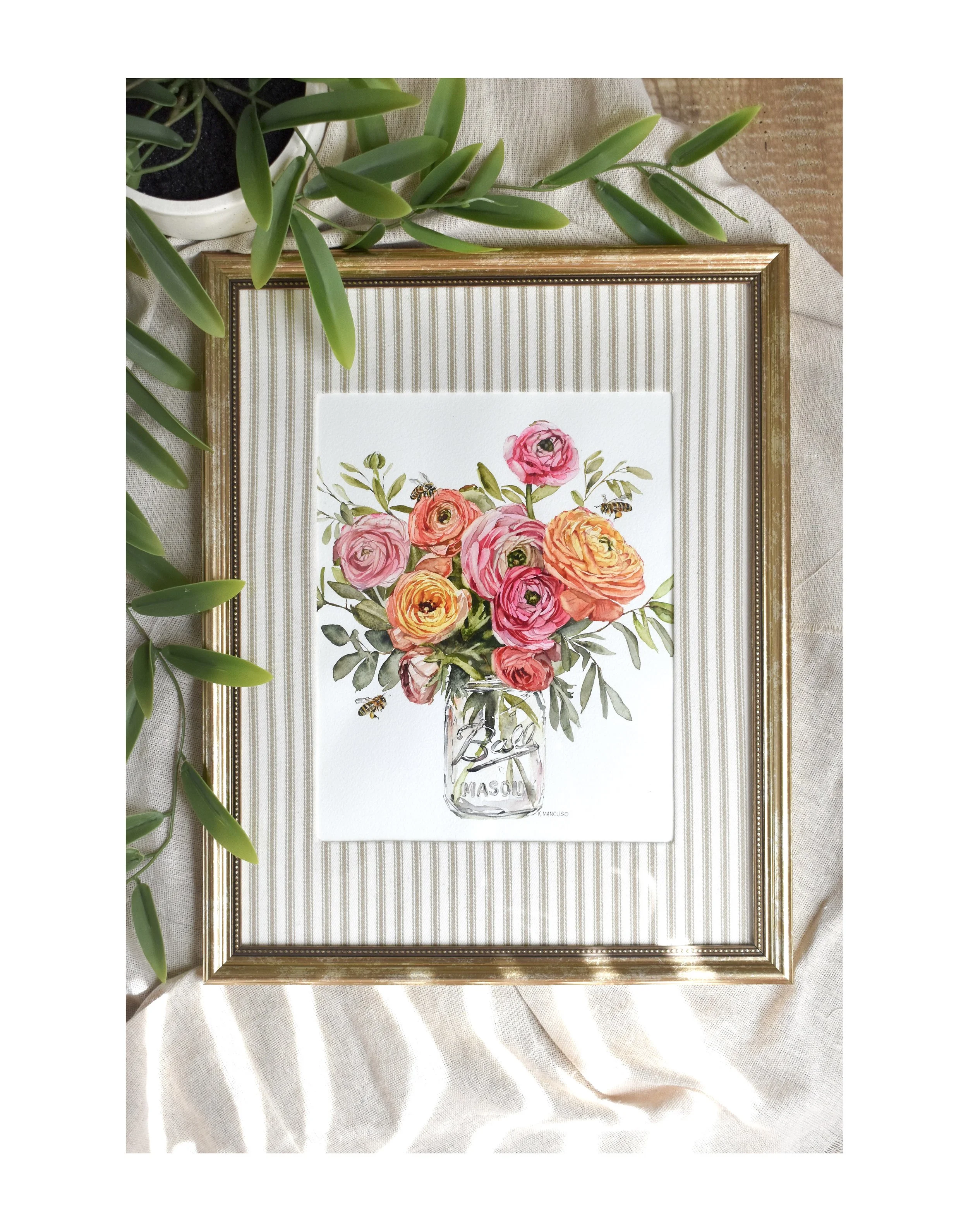 JAR OF RANUNCULUS - Framed Original