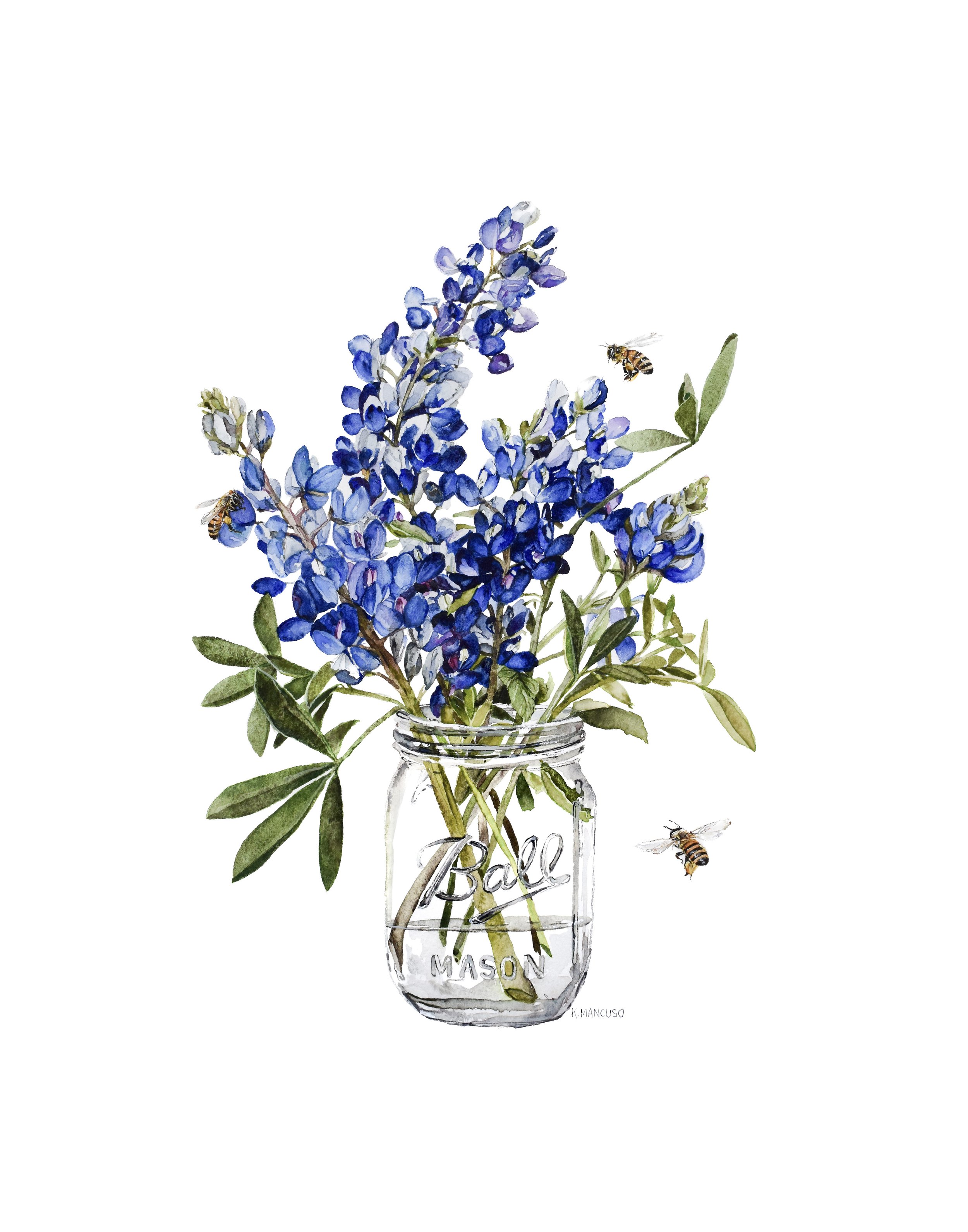 JAR OF BLUEBONNETS - Print