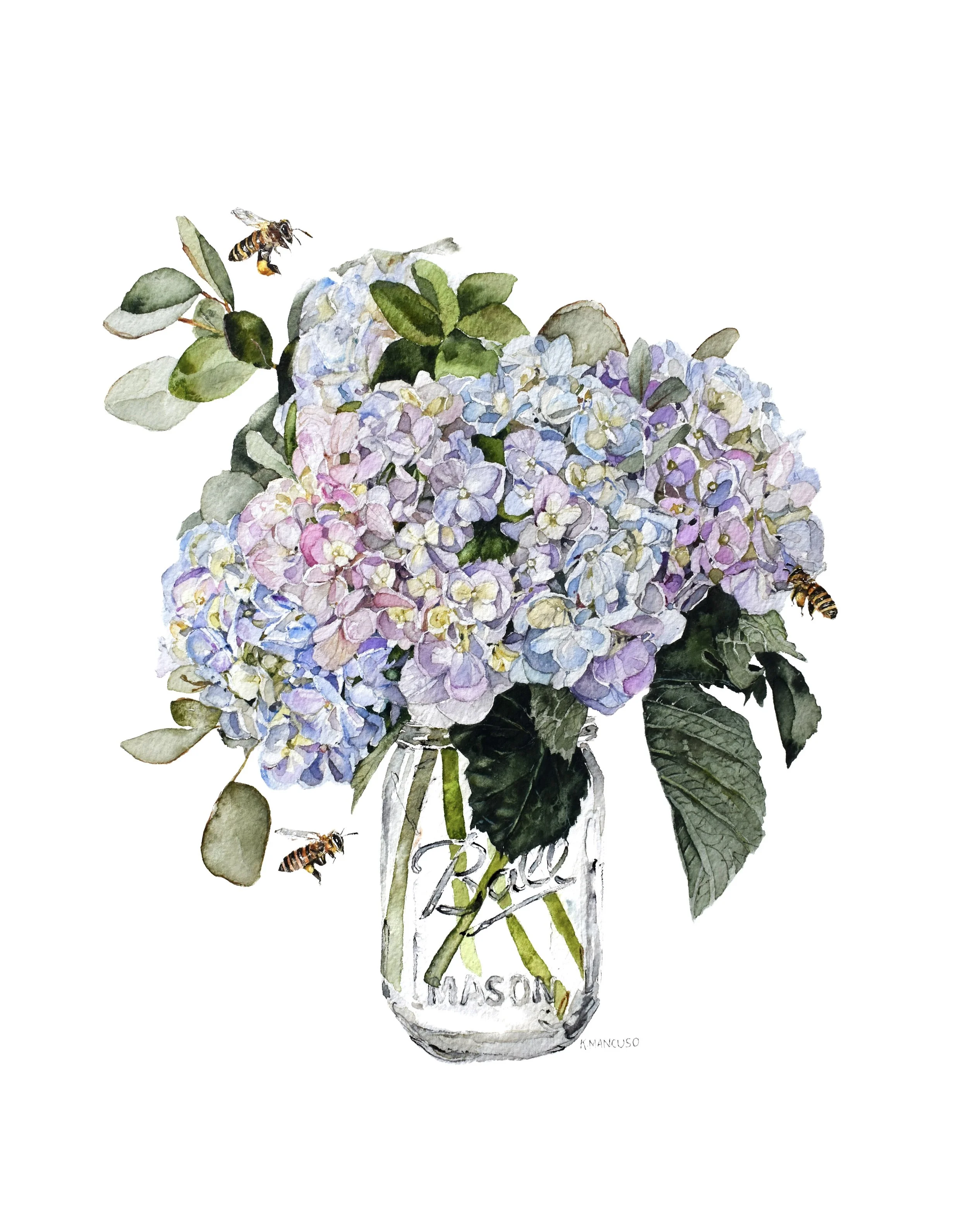 JAR OF PASTEL HYDRANGEAS - Print
